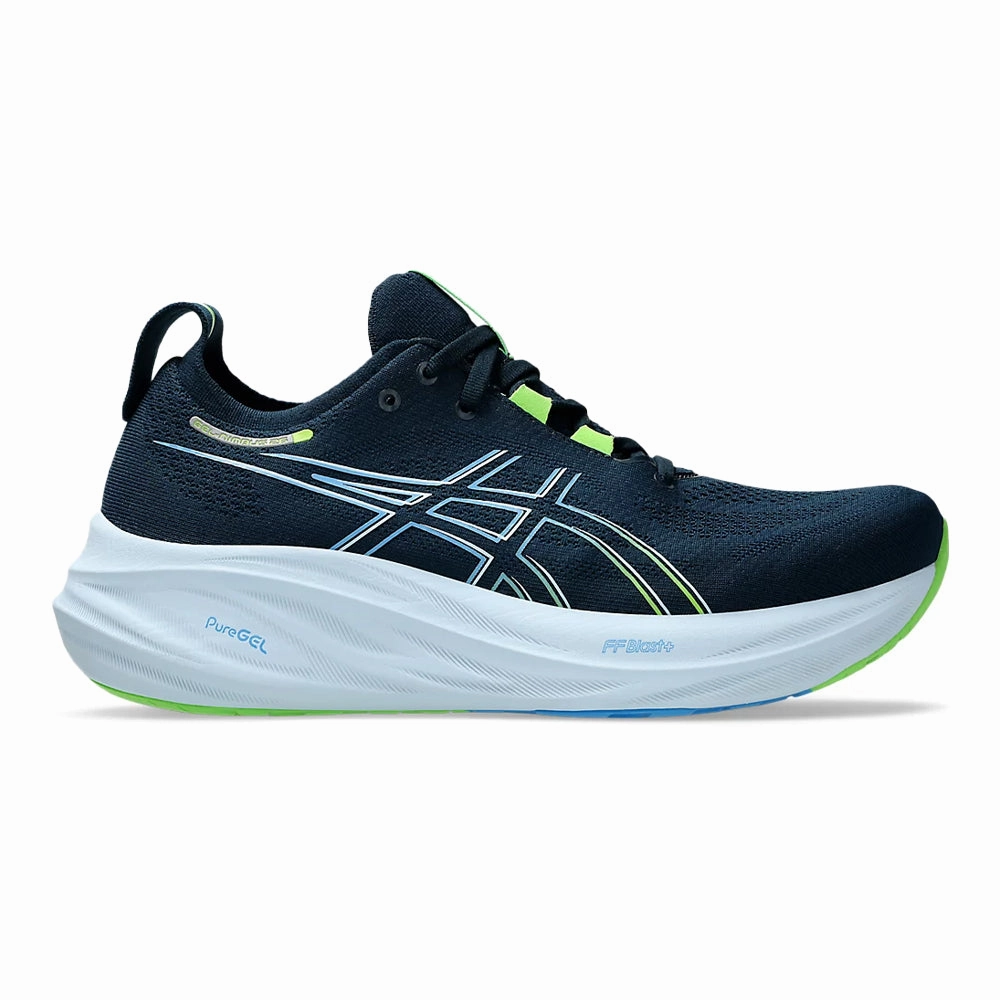Men's Asics GEL-Nimbus 26, French Blue/Electric Lime, 12.5 2E Wide Asics Novablast 5 Fast Running Shoes