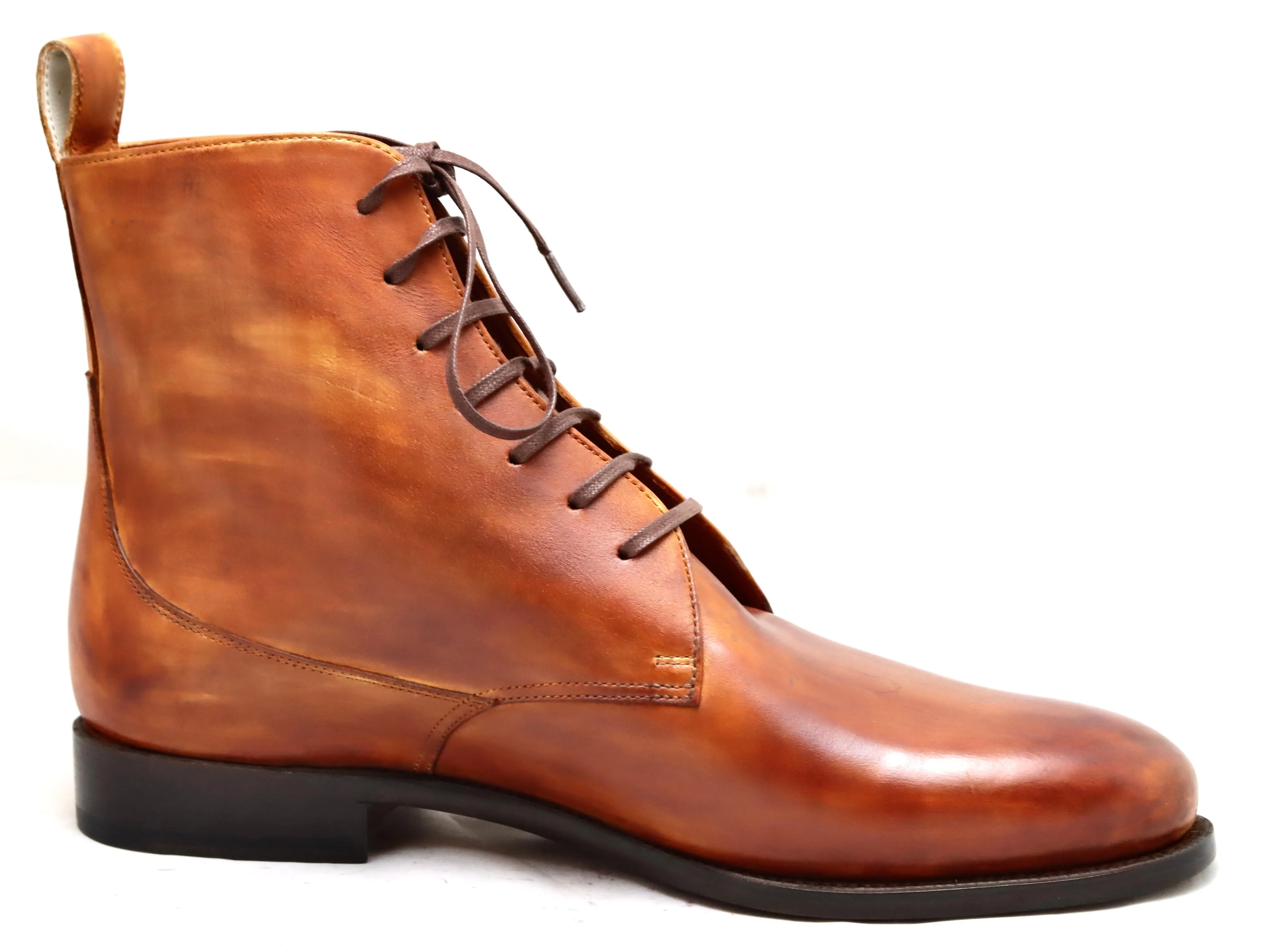 Heel cap derby Boot  |  Cognac calf  | wide fit High Cowboy Boots