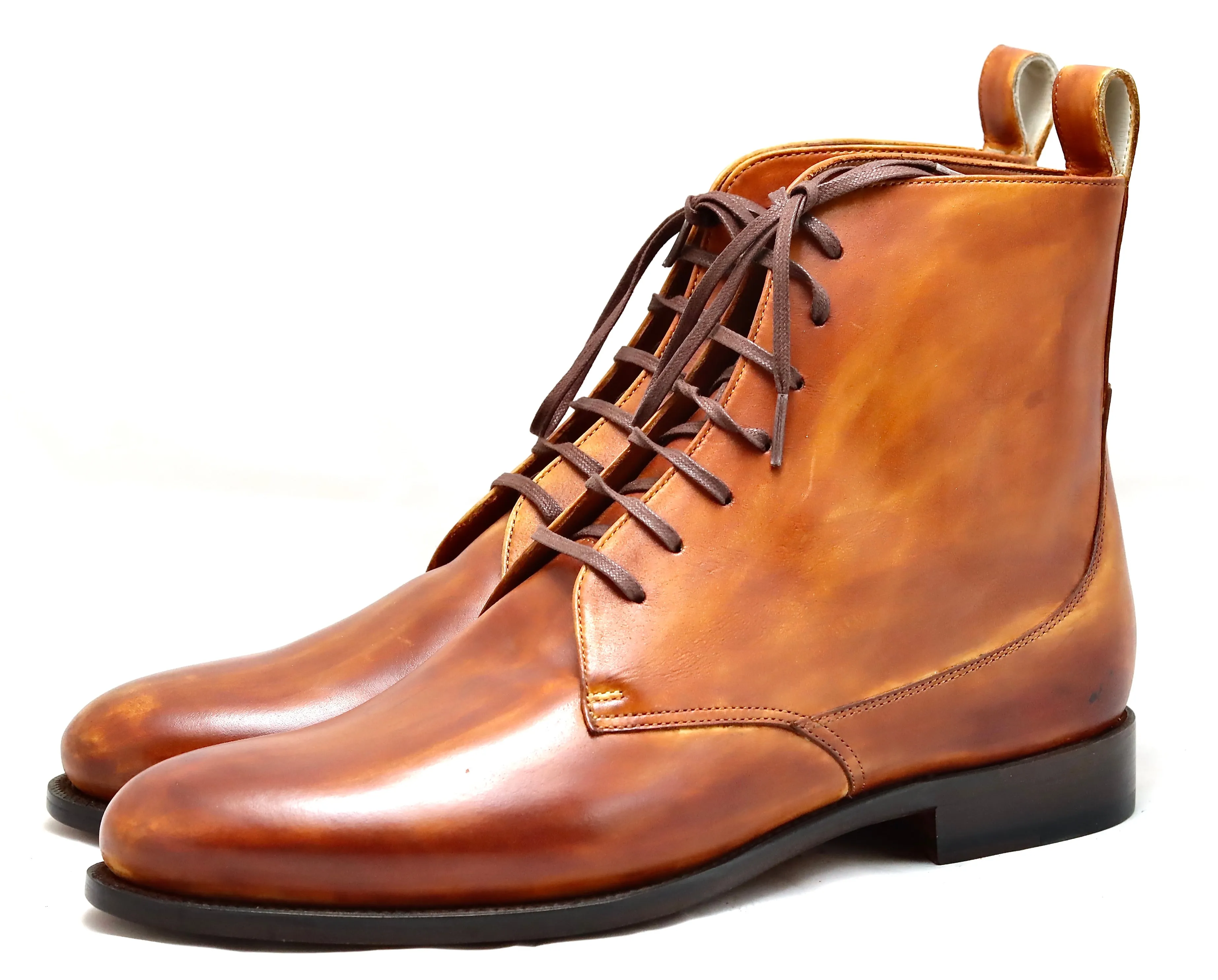 Heel cap derby Boot  |  Cognac calf  | wide fit Esd Boots