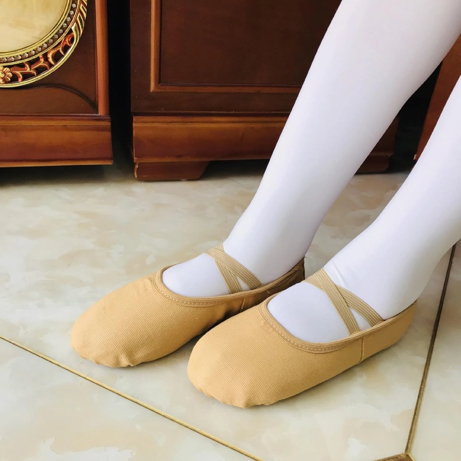 Comfy Soccer Cleats Ballet Shoes Toddler Slippers Elastic Canvas Girls Ballerina Dance Shoes for Toddler/Little Kid/Big Kid/Women