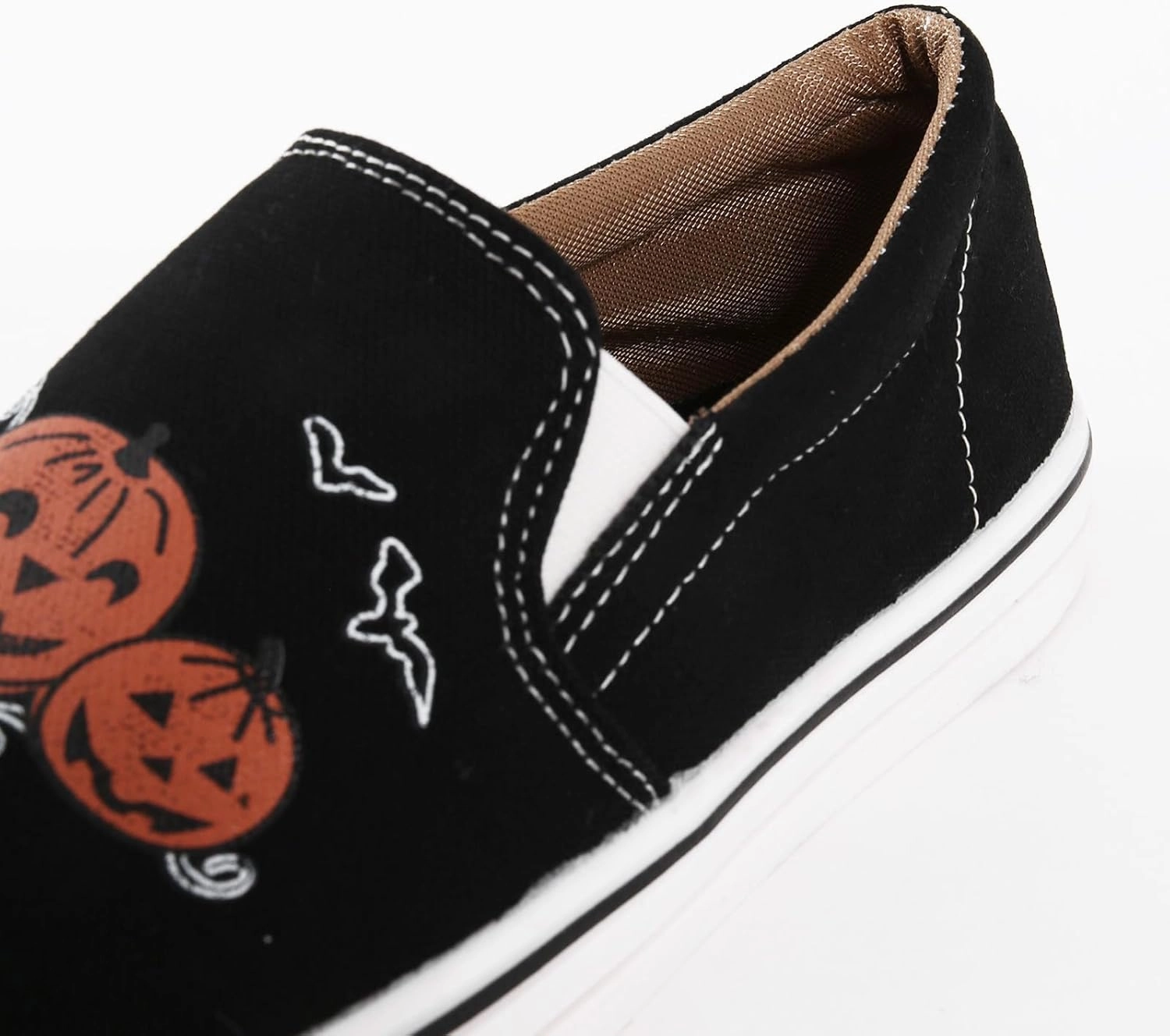 Halloween Shoes for Women, Comfort Low Top Canvas Slip On Sneakers Classic Casual Walking Shoes Comfotable Boat Casual Shoes with Arth Support Fashion Pumpkin Print Canvas Sneakers Skechers Afterburn M Fit Training Shoes