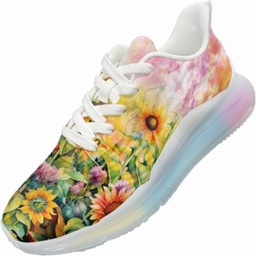 Mizuno Volleyball Shoes Europe Women Trainers Sports Running Shoes with Air Cushion Sole Causal Travel Walking Air Cushion Shoe Lace-up Breathable for Lady Teenager Girls US Size 6-11 Bright Sunflower Tie Dye Pattern