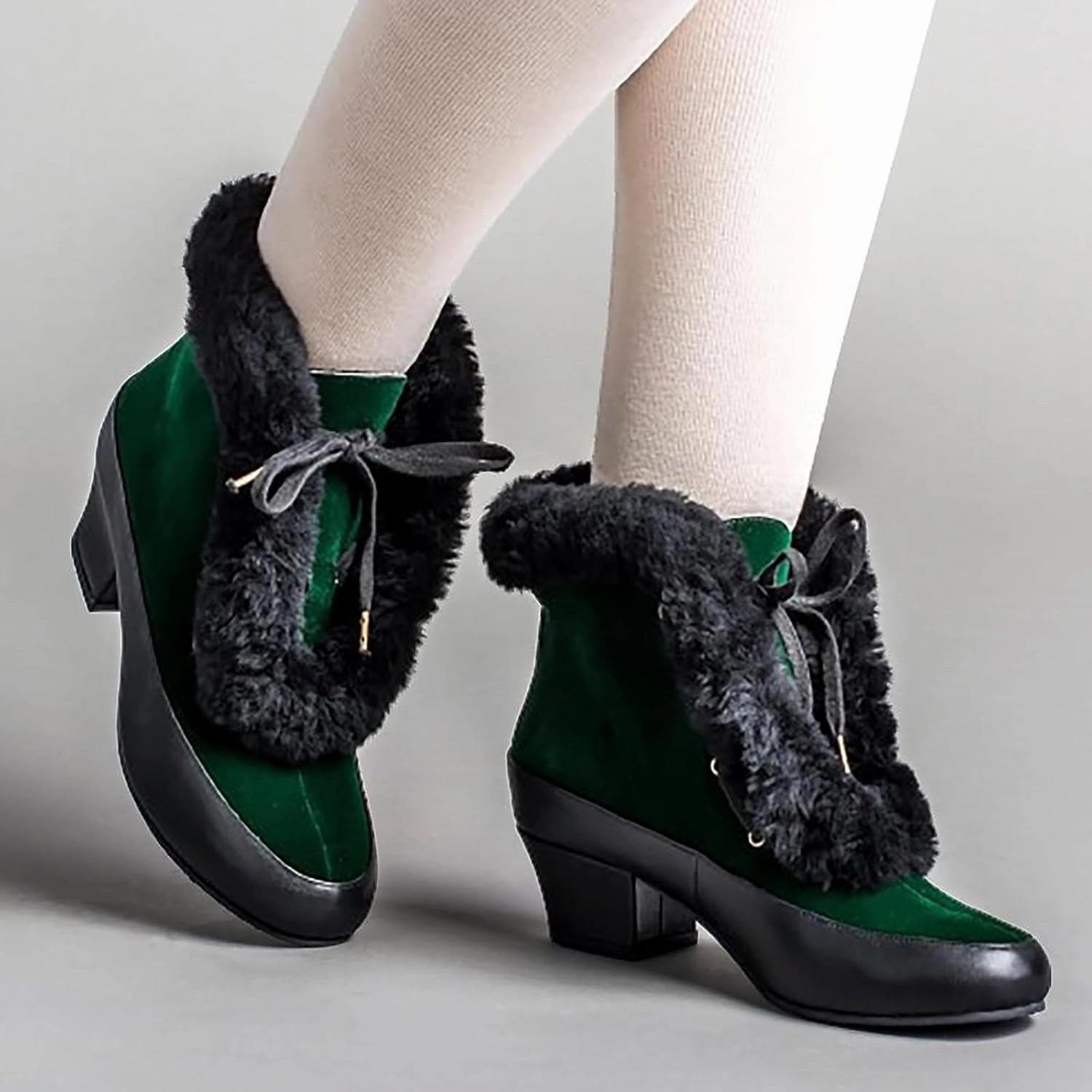 Thigh High Combat Boots Size Combat Boots Womens Women's Winter Warm Plus Cotton Thickened Furry Snow Boots Chunky Heels Elegant Short Booties