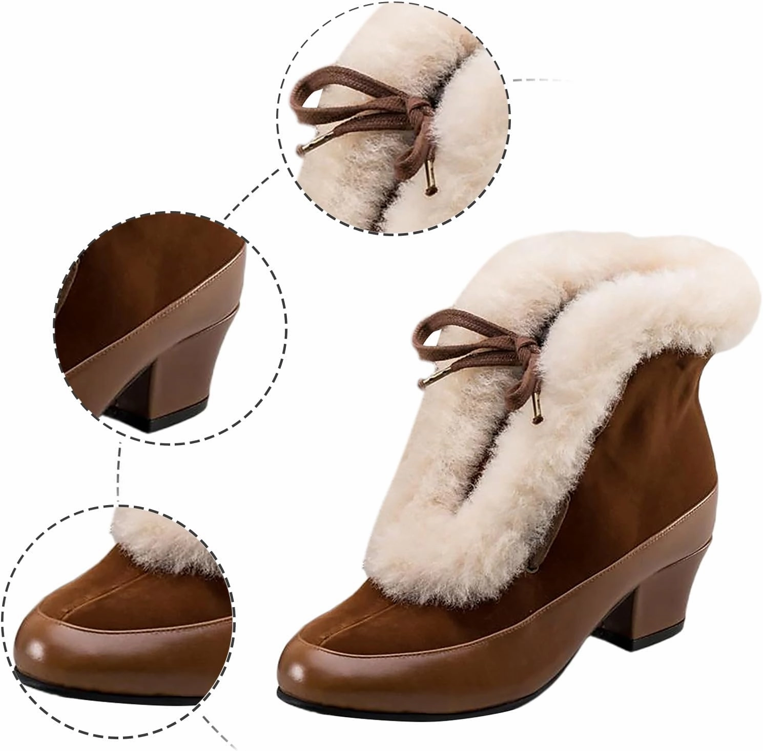 Eco Friendly Combat Boots Combat Boots Womens Women's Winter Warm Plus Cotton Thickened Furry Snow Boots Chunky Heels Elegant Short Booties