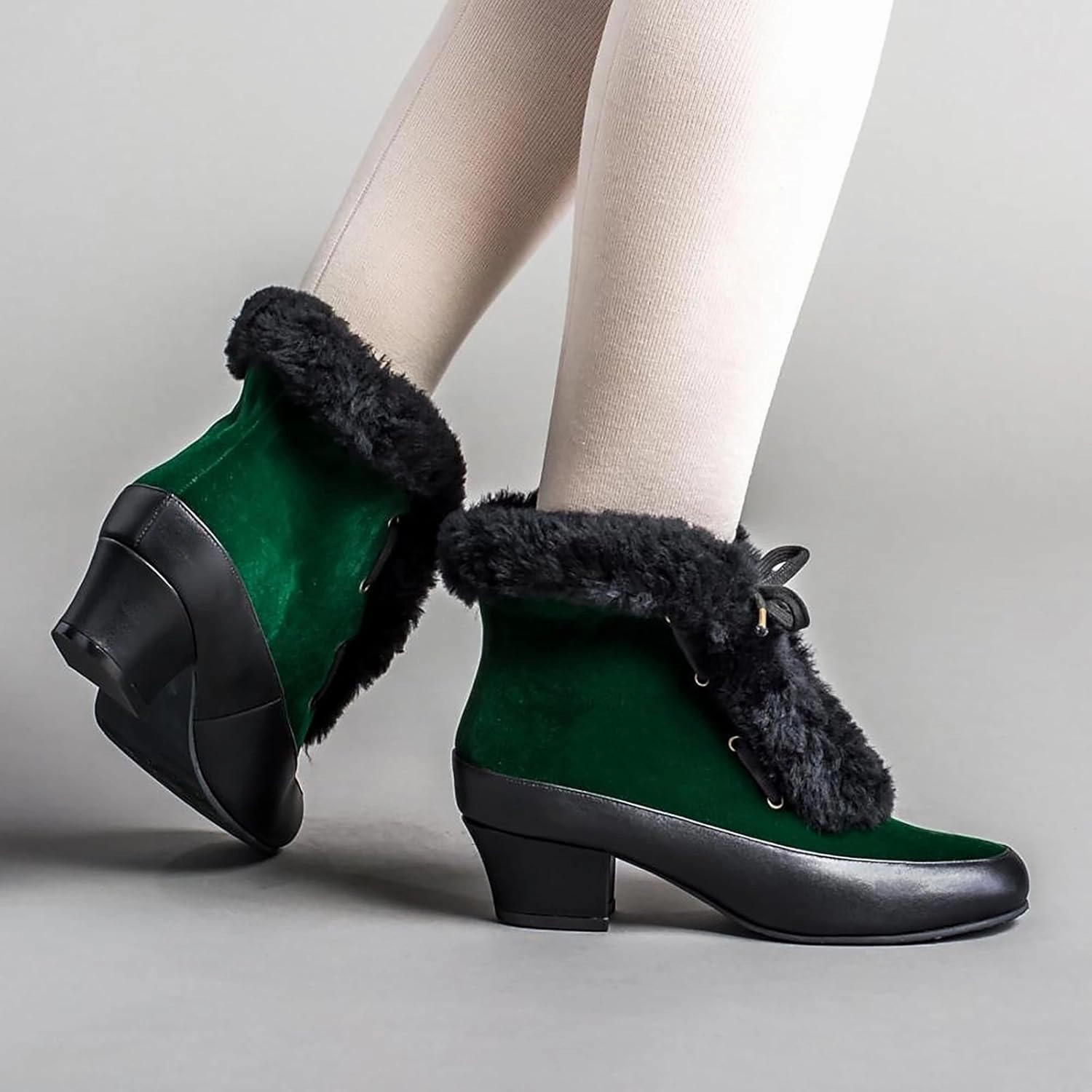 Khaki Combat Boots Combat Boots Womens Women's Winter Warm Plus Cotton Thickened Furry Snow Boots Chunky Heels Elegant Short Booties