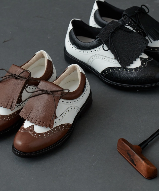 Giclee Unisex Classy Combi Premium Leather Golf Shoes - Brown