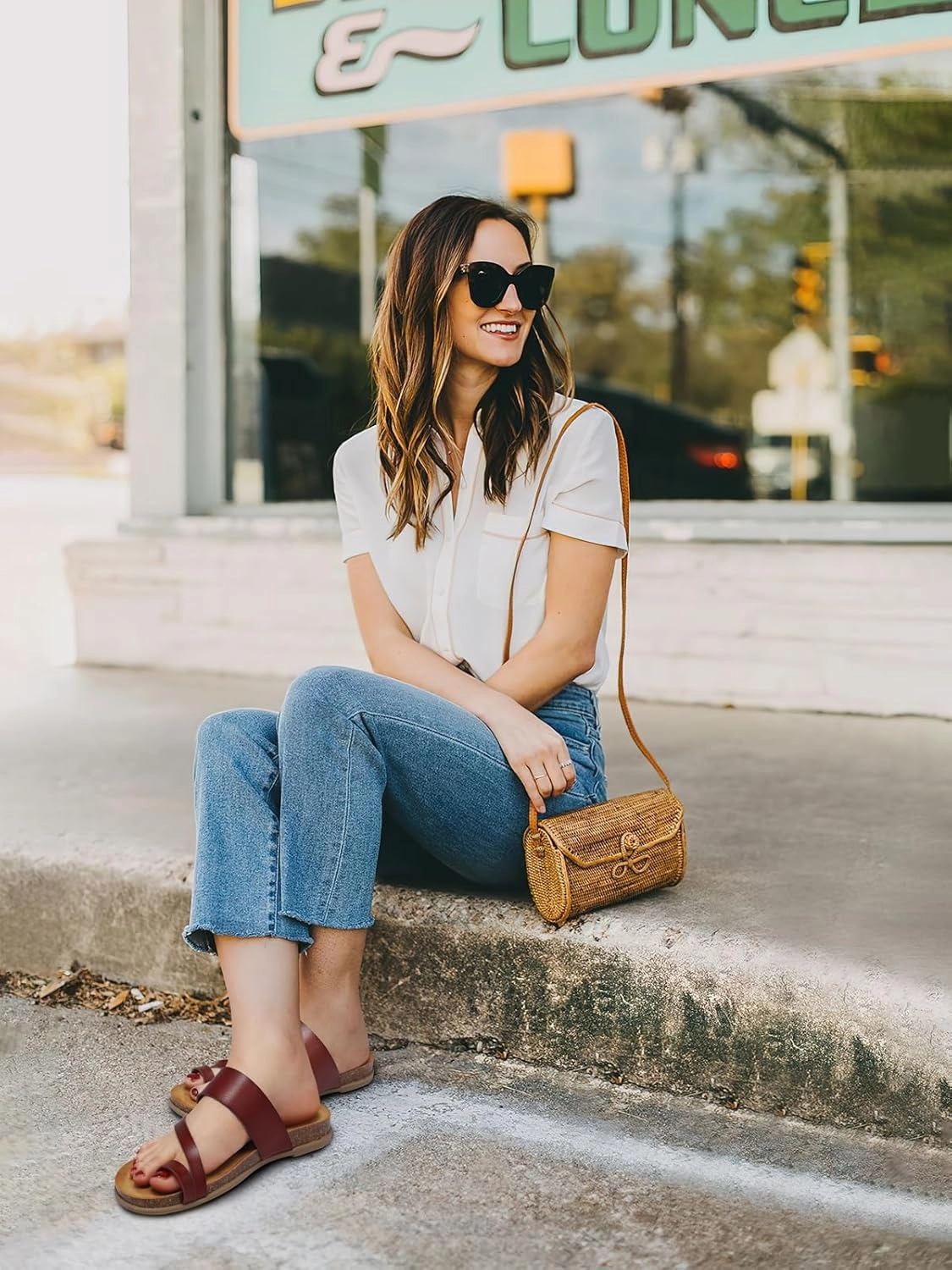 Water Flip Flops TEMOFON Women Summer Flip Flops: Genuine Leather Sandals, Cork Footbed, Comfortable Arch Support, Black/White/Brown/Nude Thong Sandals Size 5-11