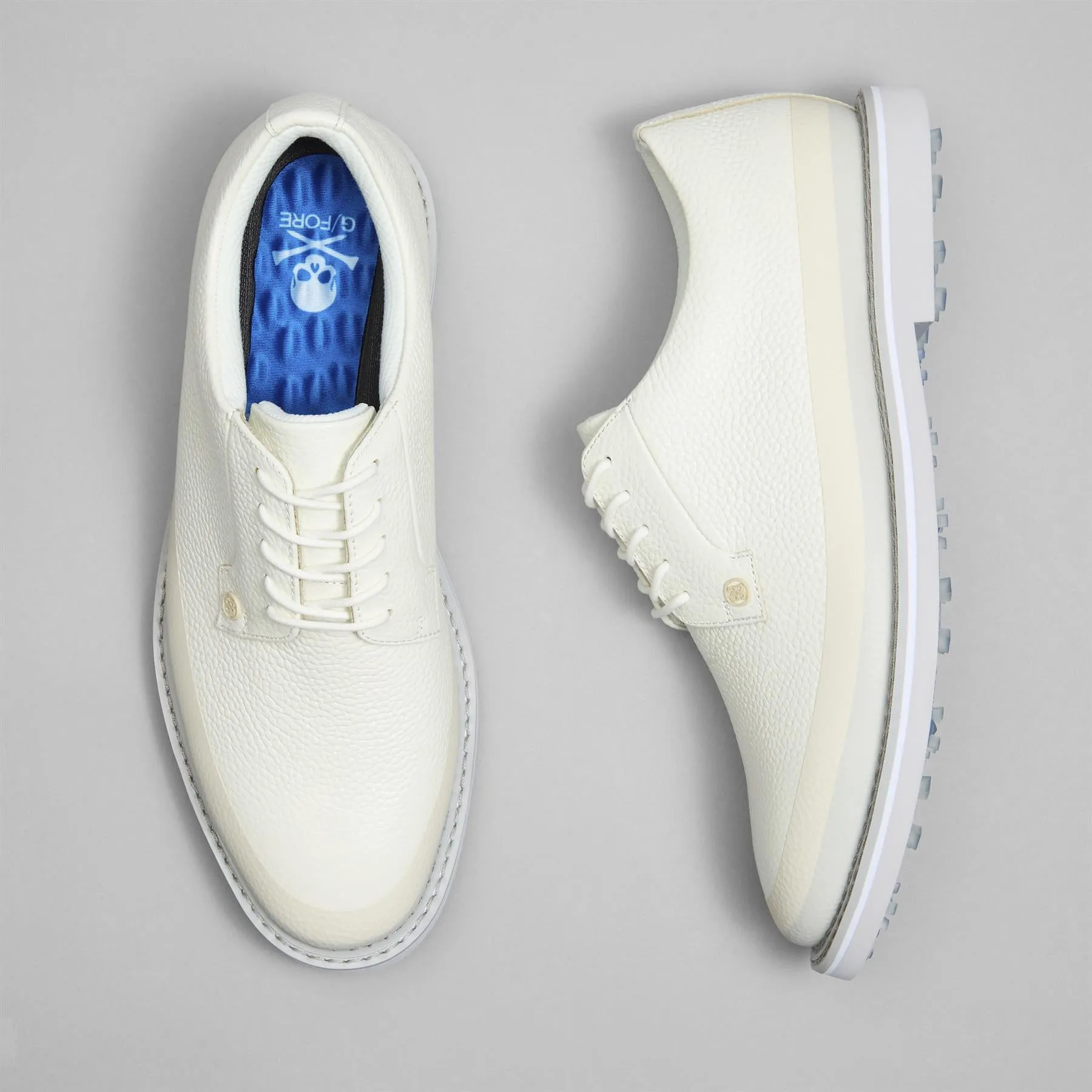 Soft Spike Golf Shoes GALLIVANTER Tuxedo Stripe Leather Golf Shoes Snow/Nimbus