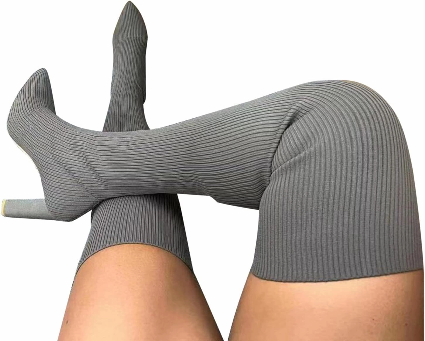 Thigh High Boots Platform Over the Knee Boots for Women Knee High Boots Fashion Round Toe Chunky Heel Stretchy Over-the-Knee Boots Comfortable Suede Stretch Boots Long Fall Boots Suede Low Heel Knee High Boots