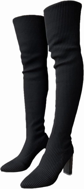 Waterproof Knee High Boots Uk Over the Knee Boots for Women Platform Thigh High Boots Chunky Heel Knee High Boots Round Toe Stretch Suede Over-the-Knee Boots Fashion Long Boot Sexy Fall Boots