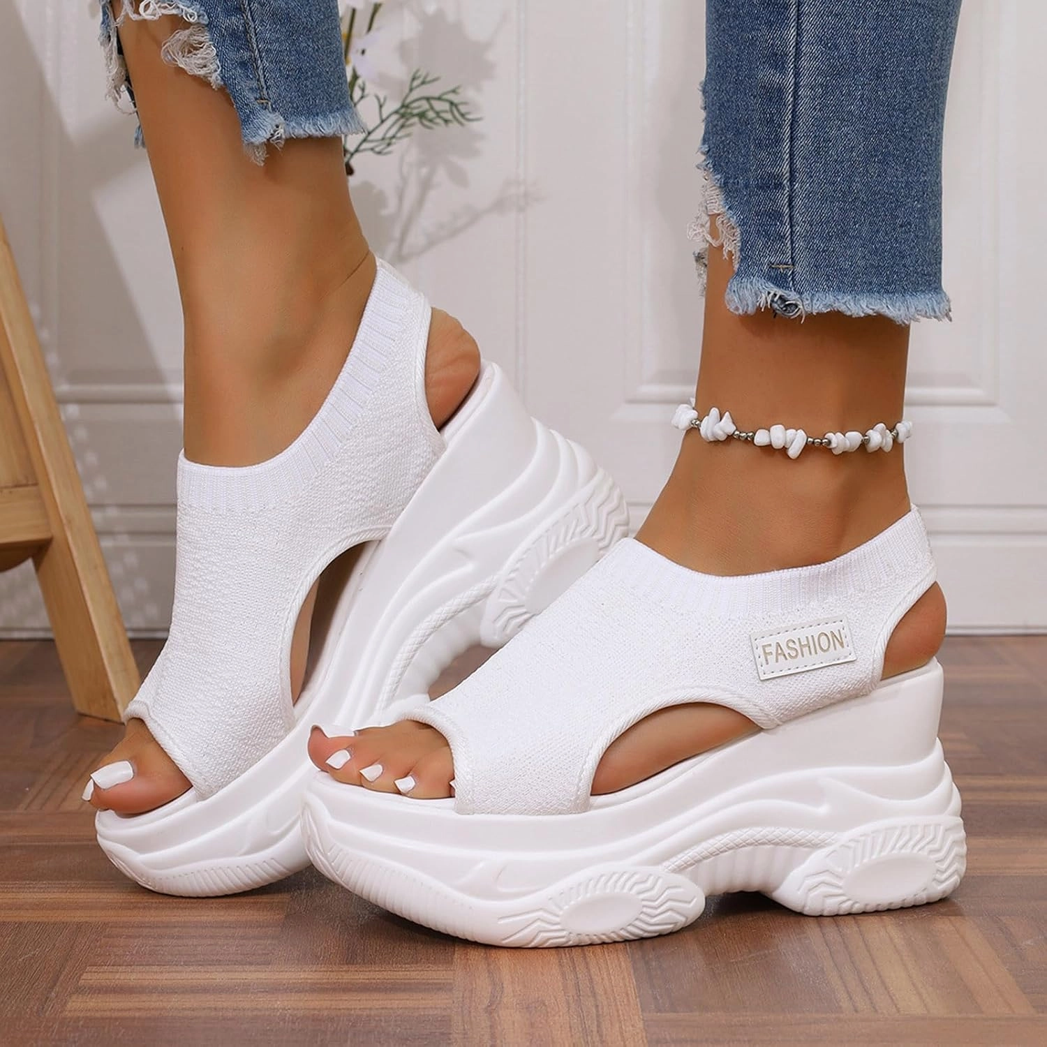Guess Shoes Slip On Women's Peep Toe Platform Sneakers Summer Athletic Sport Walking Sandals Arch Support Comfy Orthotic Sandal Slip Ons