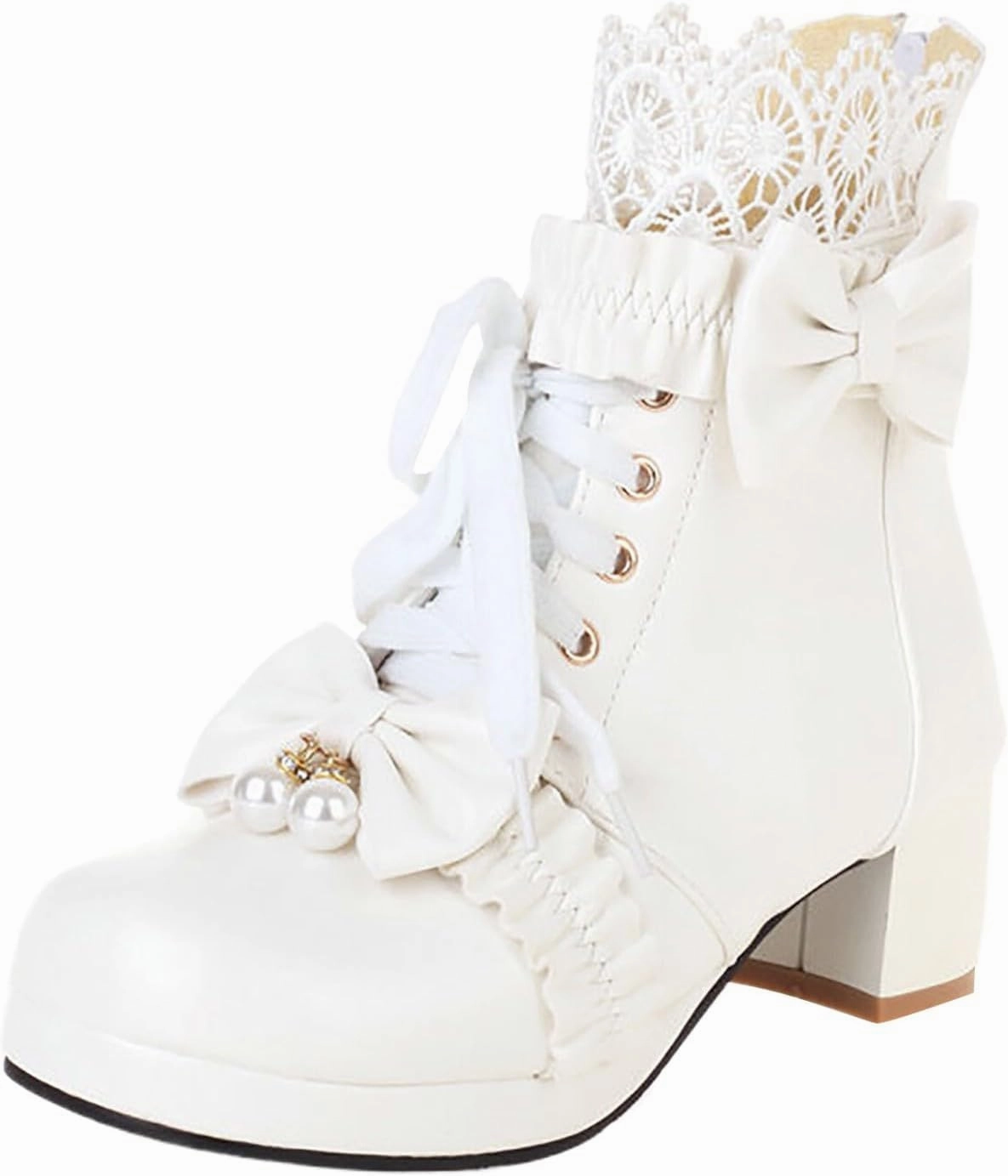 Combat Boots And Outfit The Day 2024 Deals Sandals For Women Goth Lace Up Front Boots Platform Punk Zipper Sides Boots Mid Chunky Casual Wedges Calf Shoes