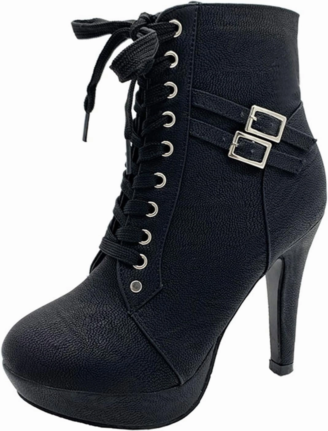 Chunky Knee High Boots With Wide Calves UOQAPRE Womens Ankle High Heel Boots Platform Wedges Chunky High Heels for Women Lace Up Ankle Booties Winter Shoes