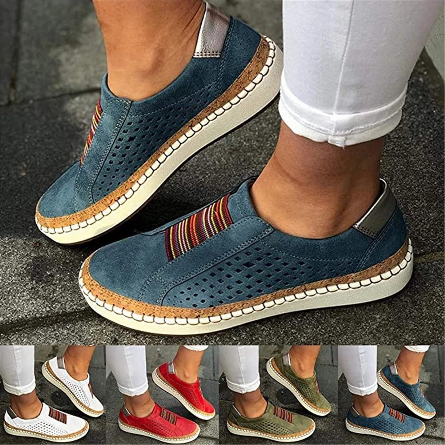 Ladmiple Sneakers For Women Slip On Wide Width Canvas Shoes Fashion Dressy Casual Summer Low Top Walking Flats Loafers Skecher Slip On Shoes