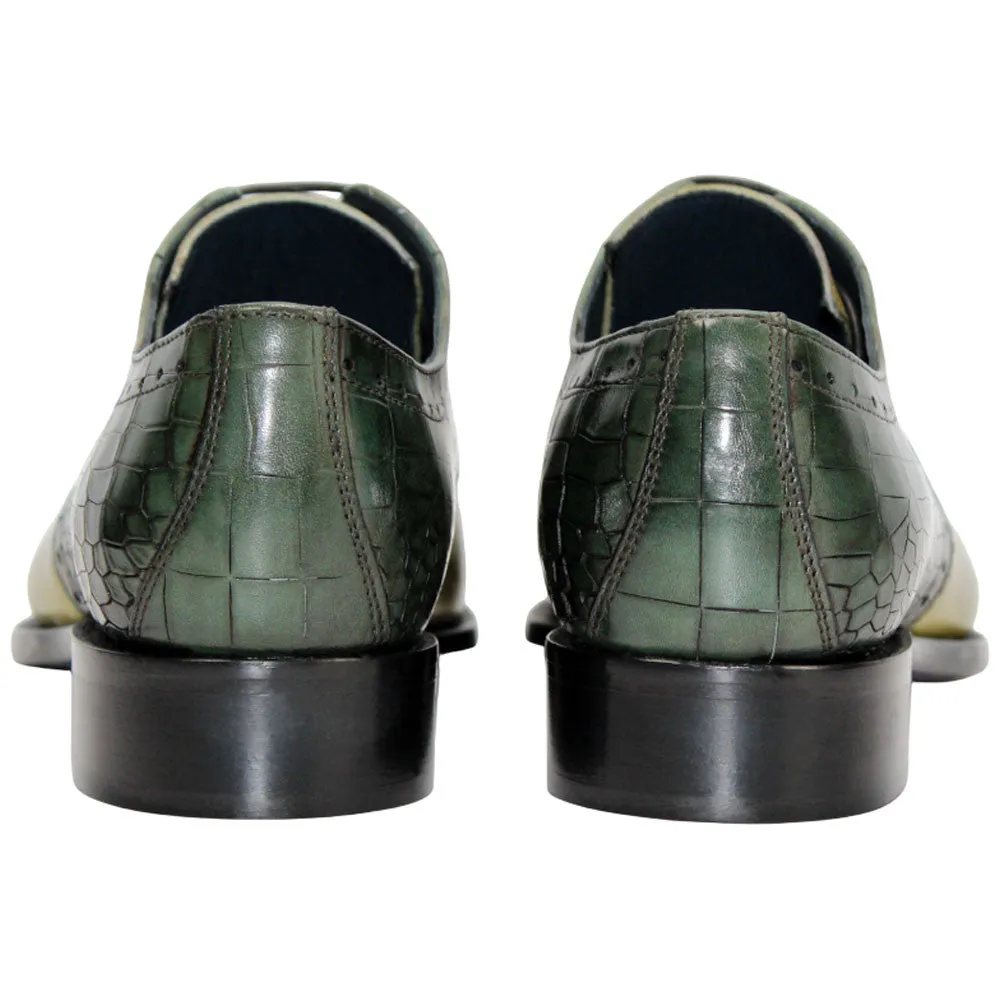 Vergato Light Green/Olive Calfskin Coroco Print Oxfords | Duca Dress Shoes for Men Purple And Dress Shoes