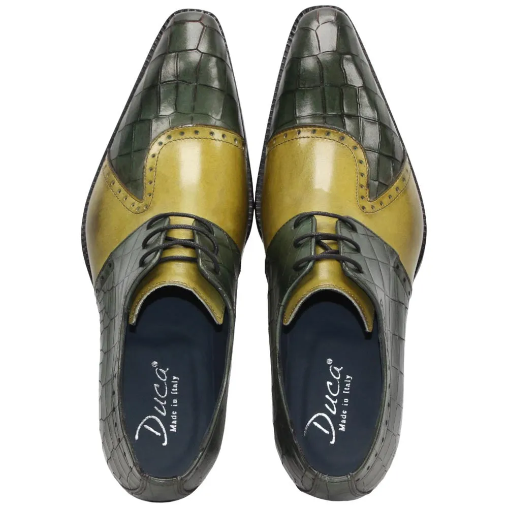 Sweater Dress With Tennis Shoes Vergato Light Green/Olive Calfskin Coroco Print Oxfords | Duca Dress Shoes for Men