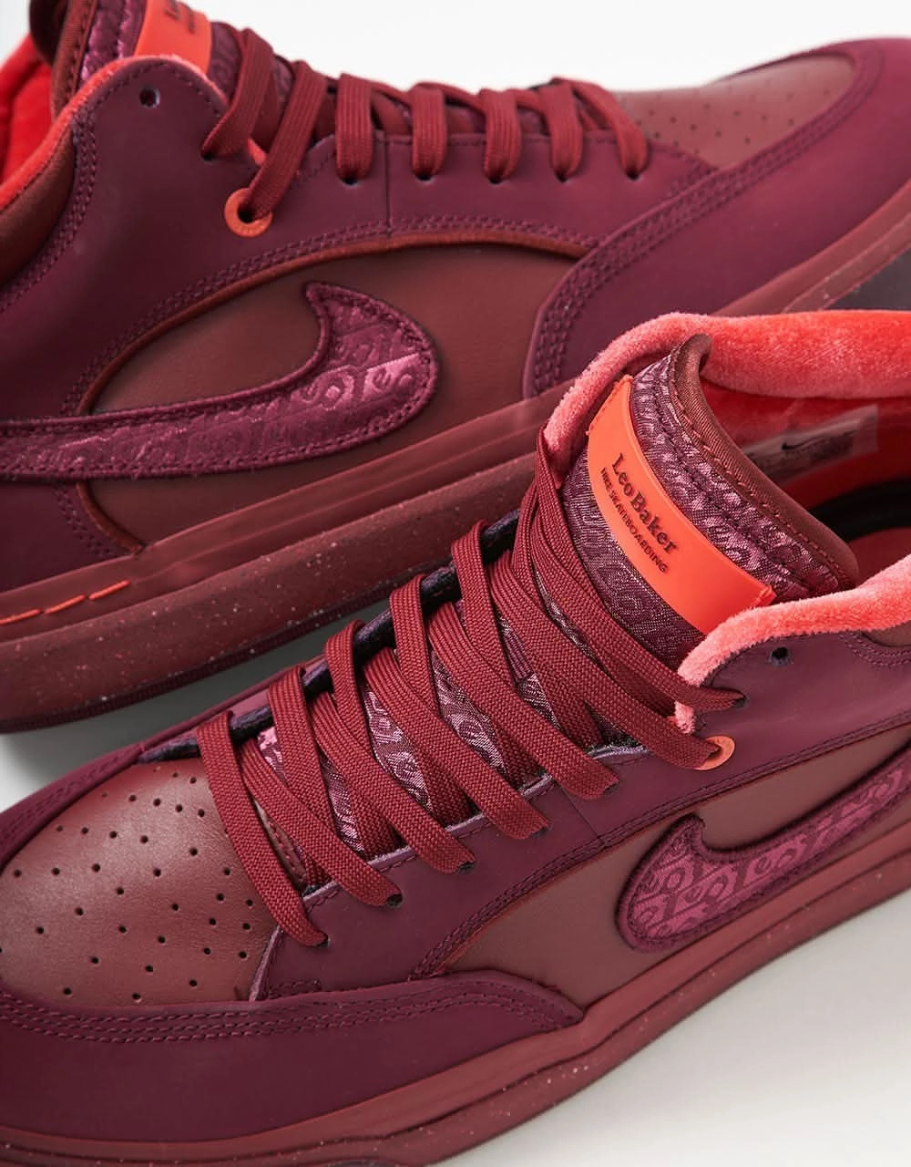 Nike SB React Leo Premium Skate Shoes - Dark Beetroot/Dark Beetroot-Team Red Nike Shoes Used