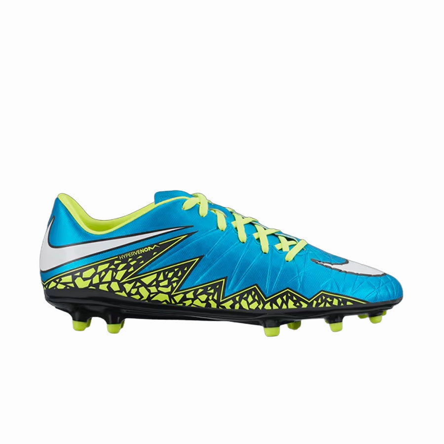 Teal Soccer Cleats Nike JR Hypervenom Phelon II FG Soccer Cleats - Blue Lagoon/Volt/Black