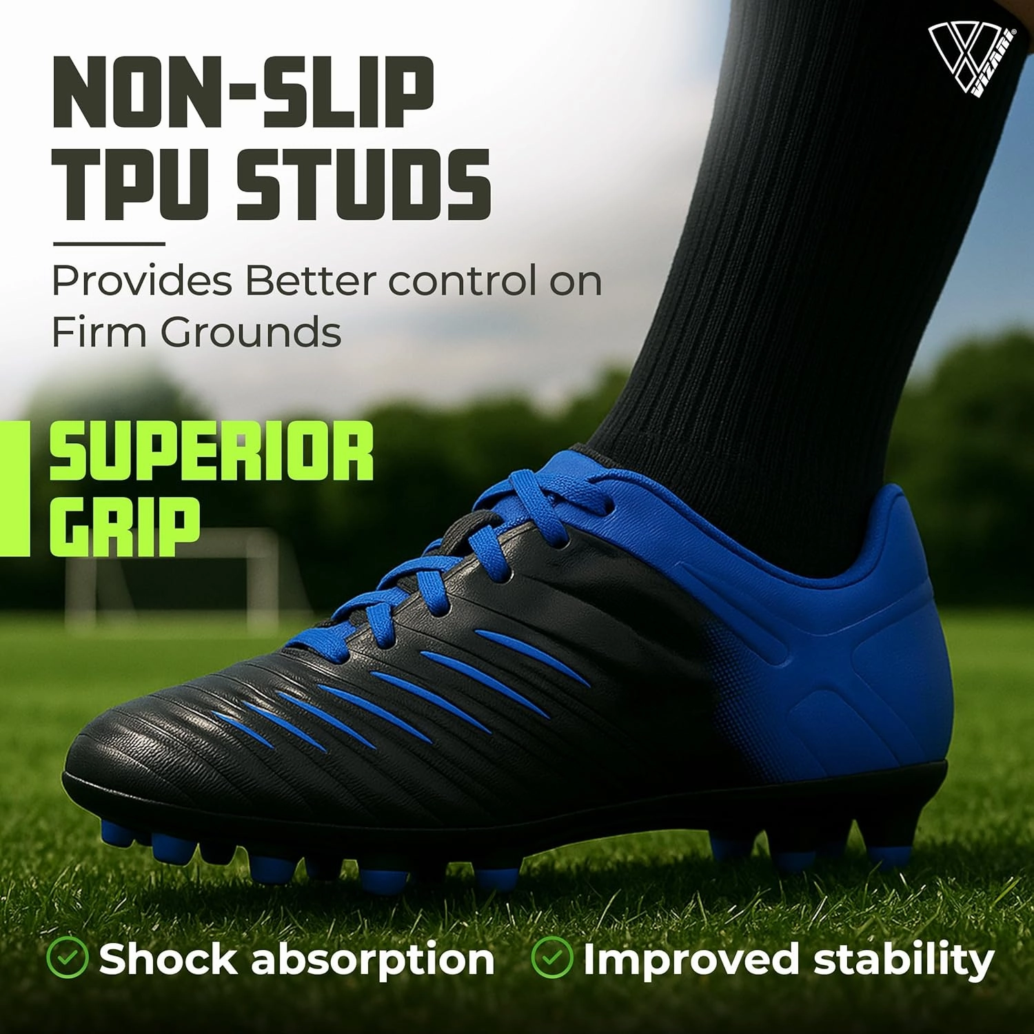 Vizari Liga FG Soccer Cleats for Kids | 100% Synthetic Football Cleats for Comfortable Wear | Water Resistant Two Tone Soccer Shoes with Anti-Stretch Lining for Flexible Indoor and Outdoor Play F40 Soccer Cleats