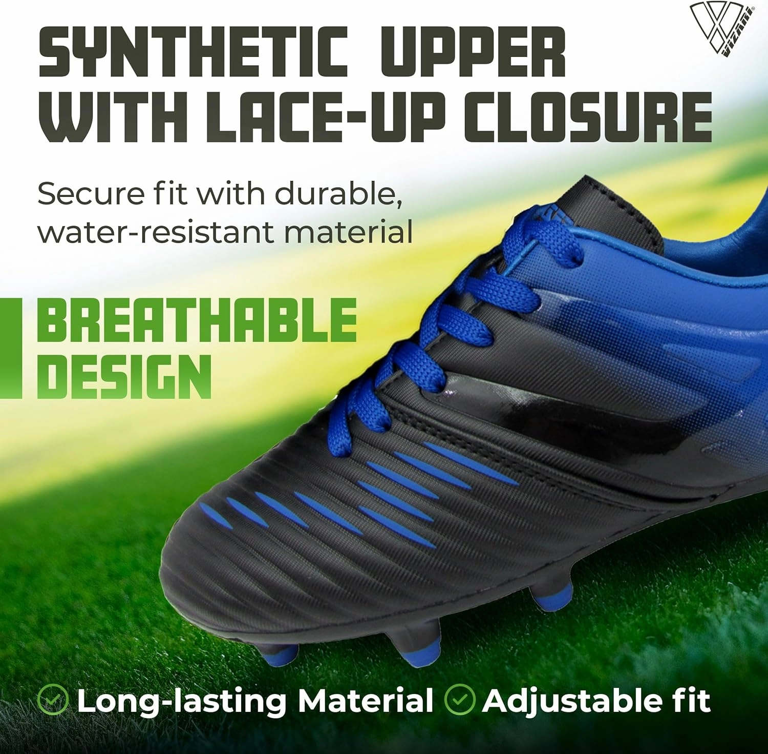 Soccer Cleats Raleigh Vizari Liga FG Soccer Cleats for Kids | 100% Synthetic Football Cleats for Comfortable Wear | Water Resistant Two Tone Soccer Shoes with Anti-Stretch Lining for Flexible Indoor and Outdoor Play