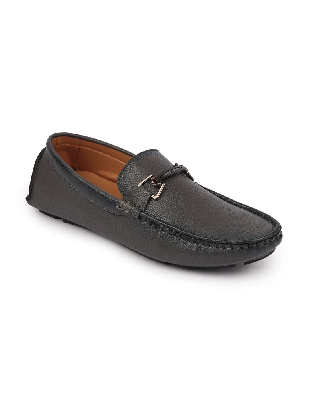 Haruta Loafers Near Me Men Grey Casual Slip On Textured Stitched Design Driving Loafer and Moccasin Shoes