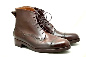 toe cap derby brogue boot  | brown | calf Boots Wide Width Calf