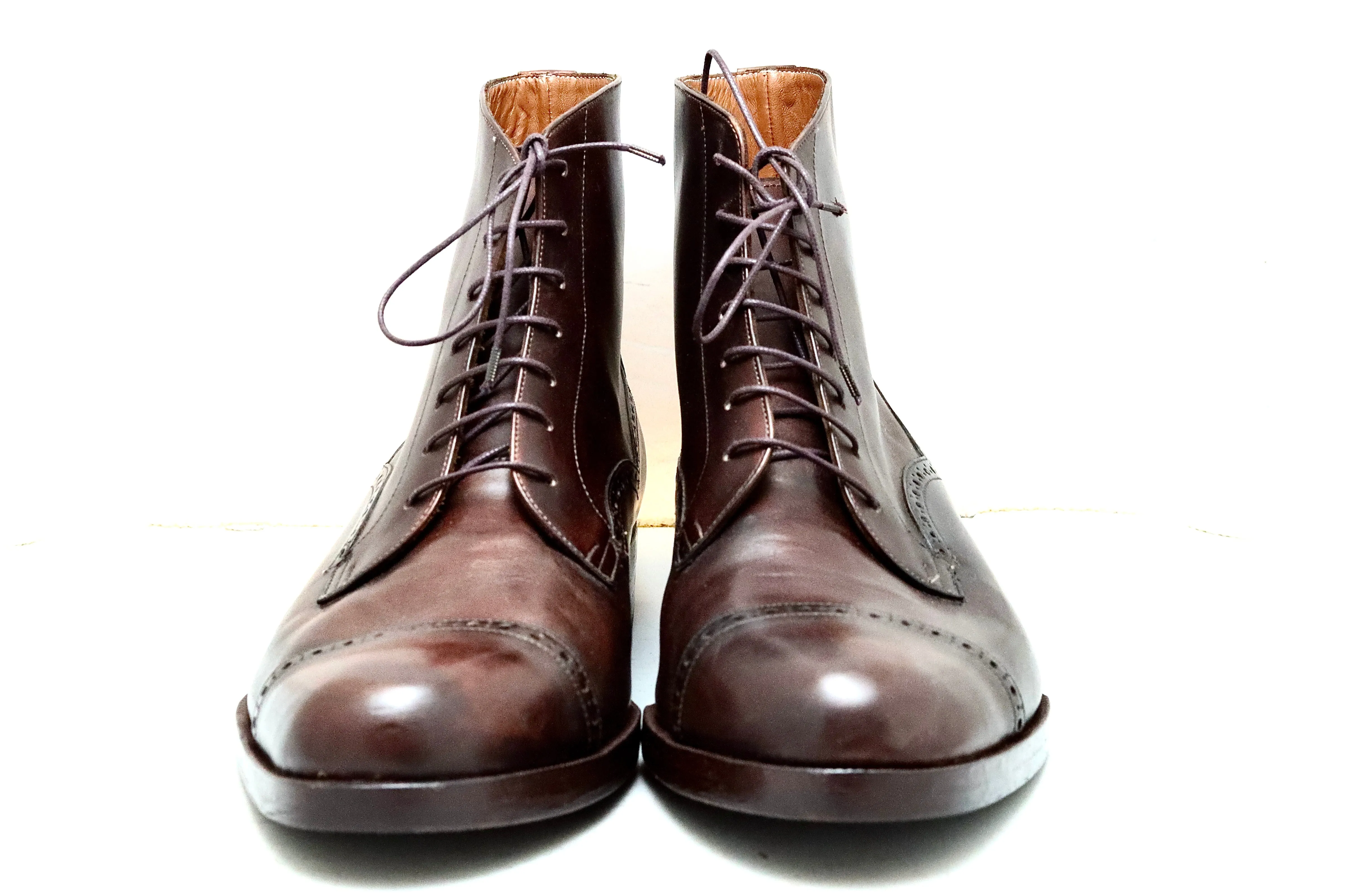 toe cap derby brogue boot  | brown | calf Boots Made In America
