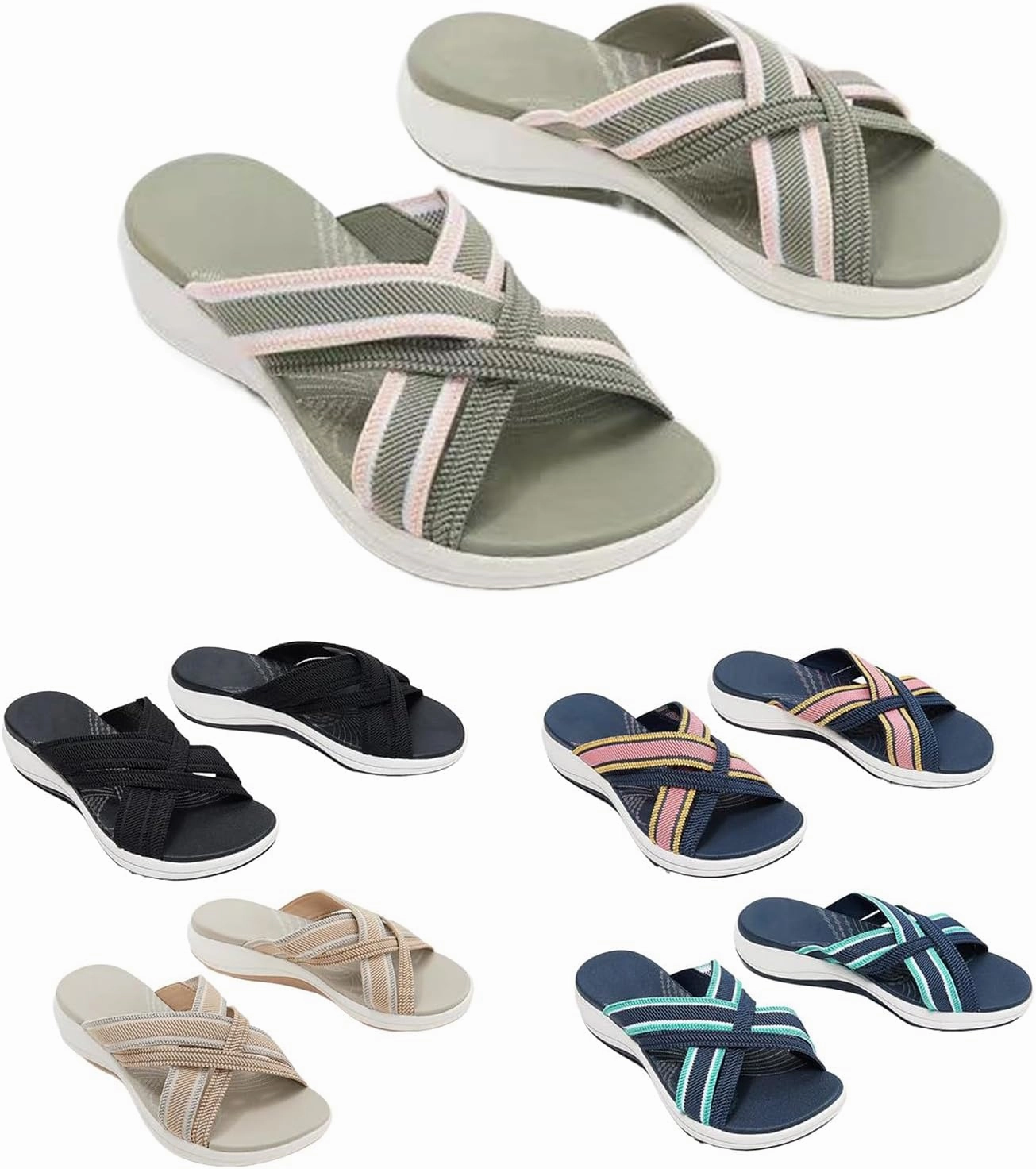 Womens Criss Cross Slippers Soft Cushion Comfortable Walking Sandals Wide Width Slip On Flats Indoor House Slippers Open Toe Orthotic Slides Comfort Wear Orthowear Shoes Lightweight Casual 2025 Dressy Playboy Bunny Platform Flip Flops