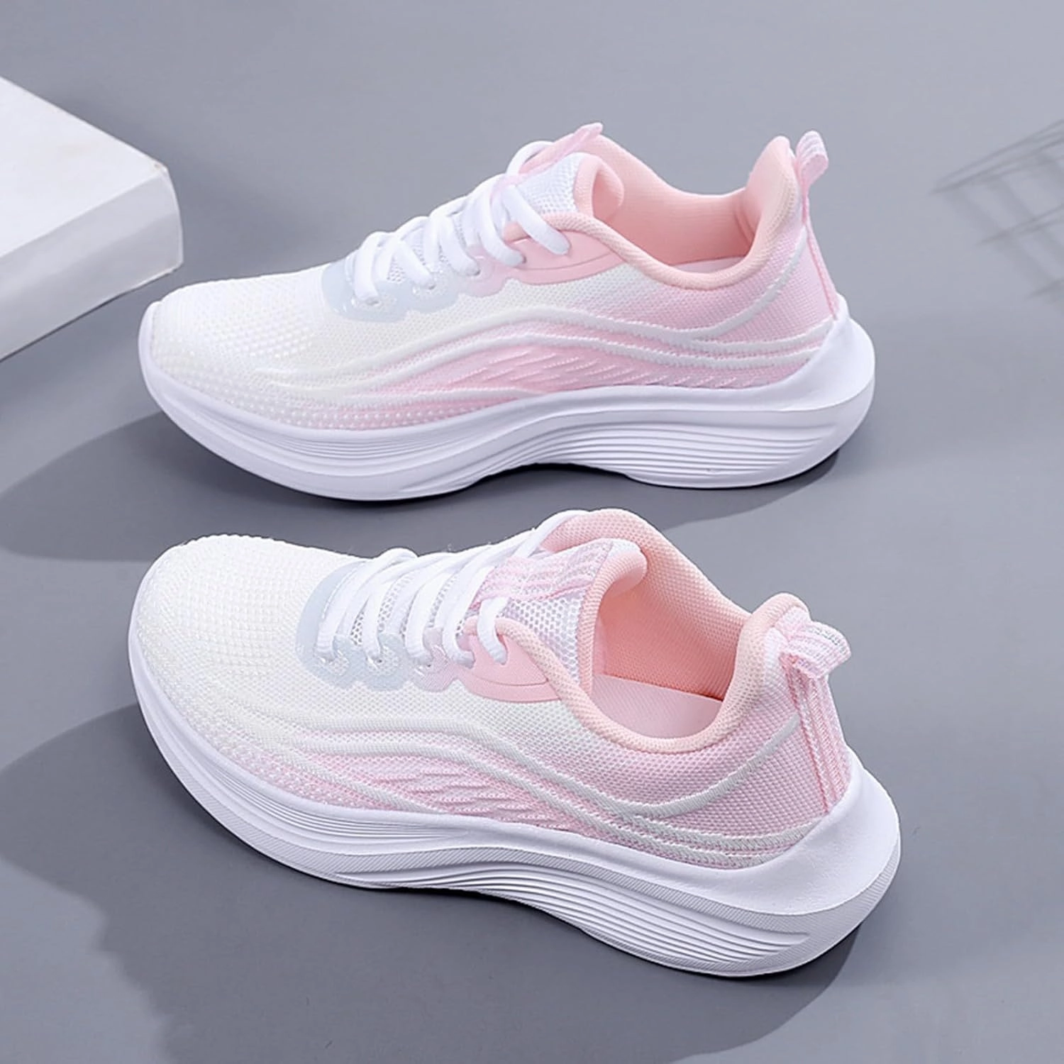 Mule Slip On Shoes Women Casual Sneaker Lace Up Lightweight Breathable Athletic Shoes Fashion Mesh Running Sneakers Wide Width Walking Shoes