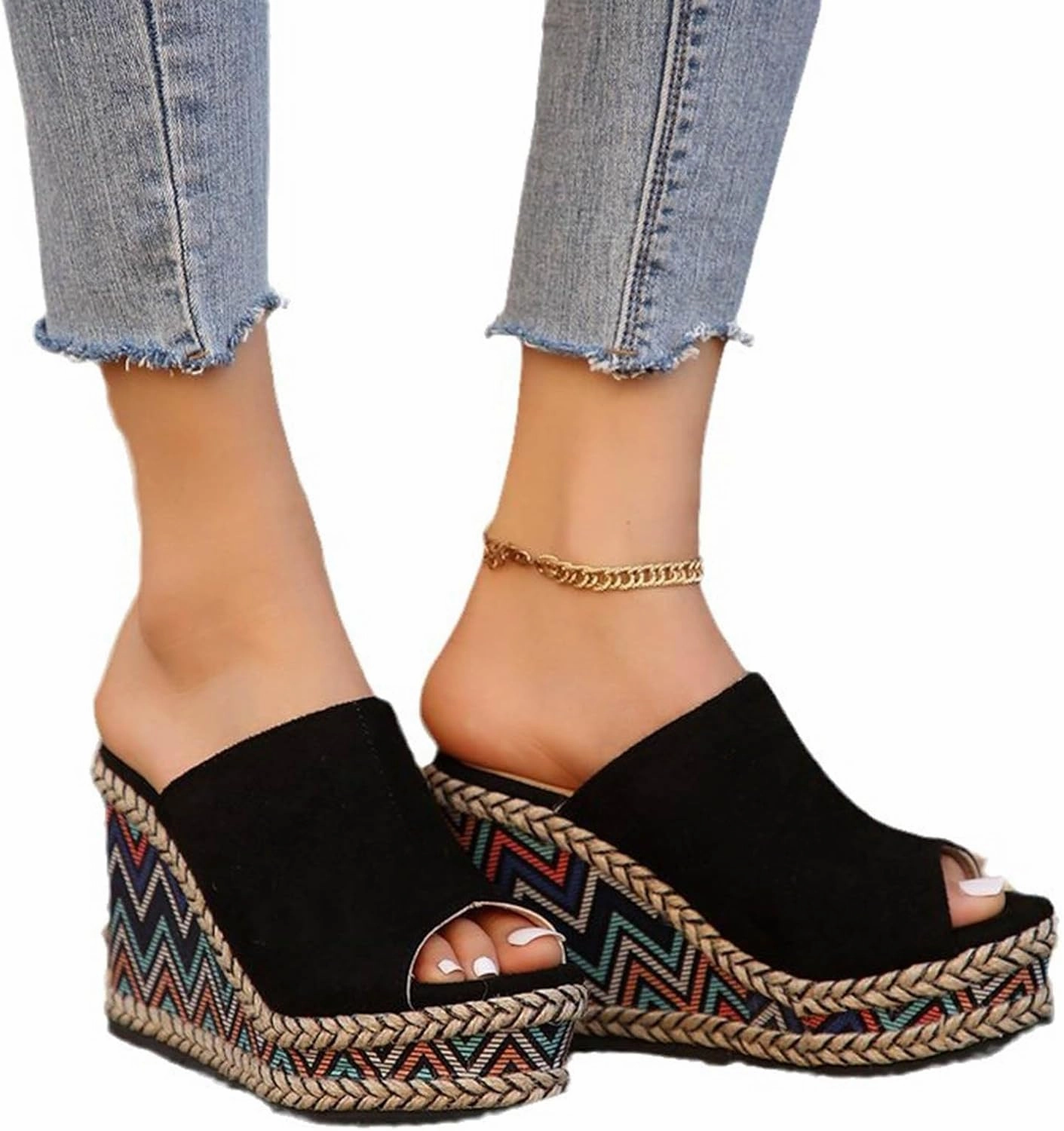 Jeweled Flip Flops Wholesale Wedge Platform Sandals for Women Dressy Boho Shoes Espadrilles Sandals Comfort Fashion Summer Peep Toe Slip On 2025