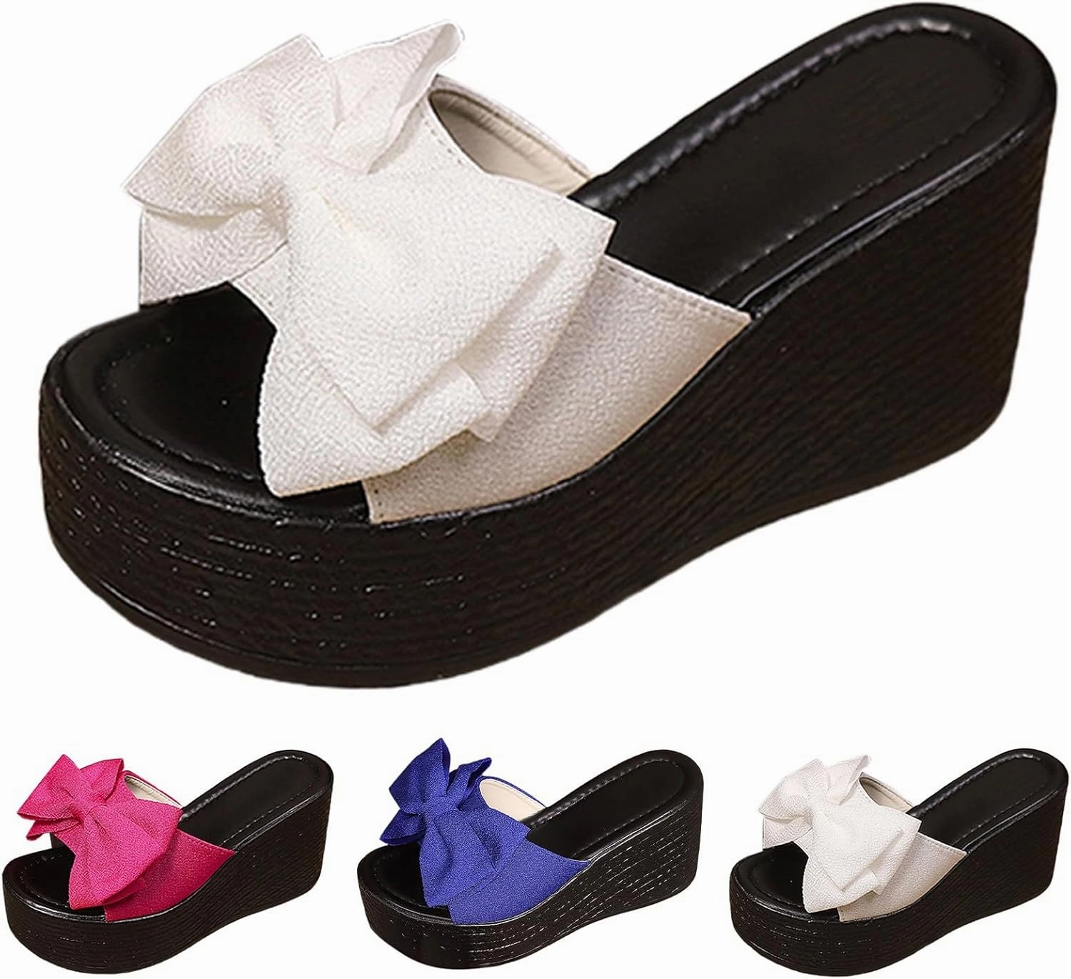 Wedege Sandals for Women 2025 Platform Wedge Heels Dressy Wide Width Bowknot Open Toe Comfortable Slingback Wedges Best Flip Flops For All Day Walking