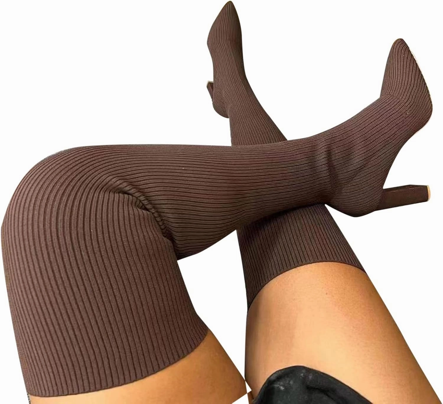 Over the Knee Boots for Women Platform Thigh High Boots Chunky Heel Knee High Boots Round Toe Stretch Suede Over-the-Knee Boots Fashion Long Boot Sexy Fall Boots Gael Knee-high Boot