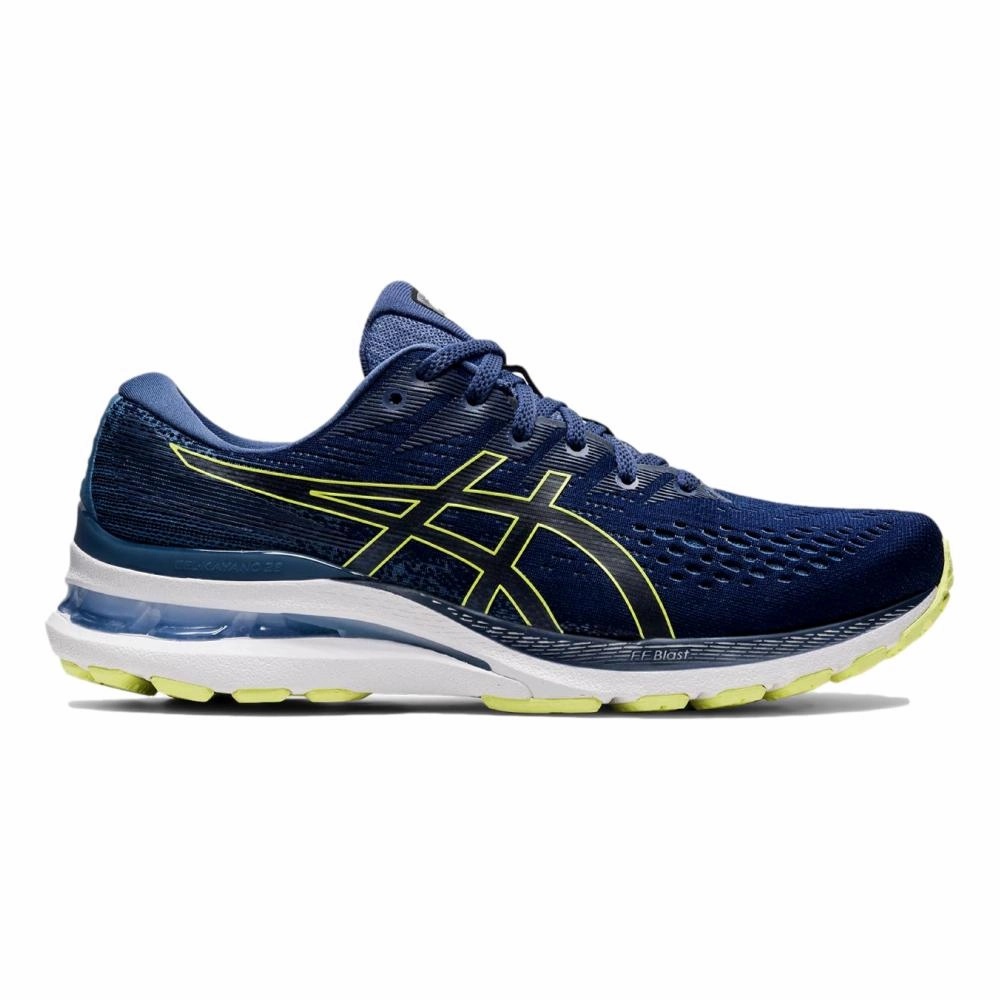 Asics Wrestling Shoes Dave Schultz Men's Asics GEL-Kayano 28, Thunder Blue/Glow Yellow, 10.5 D Medium