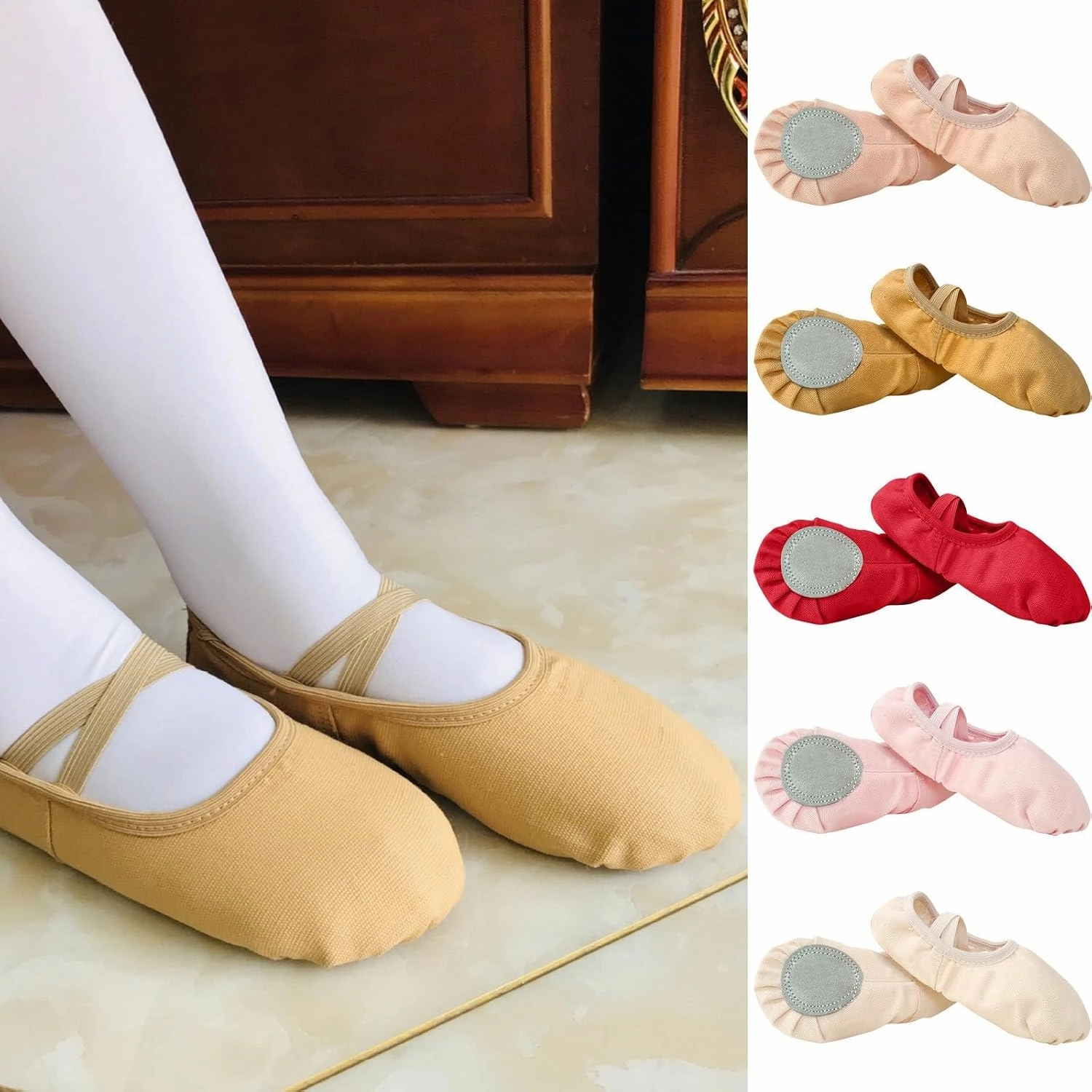F50 Elite Laceless Firm Ground Soccer Cleats Ballet Shoes Toddler Slippers Elastic Canvas Girls Ballerina Dance Shoes for Toddler/Little Kid/Big Kid/Women