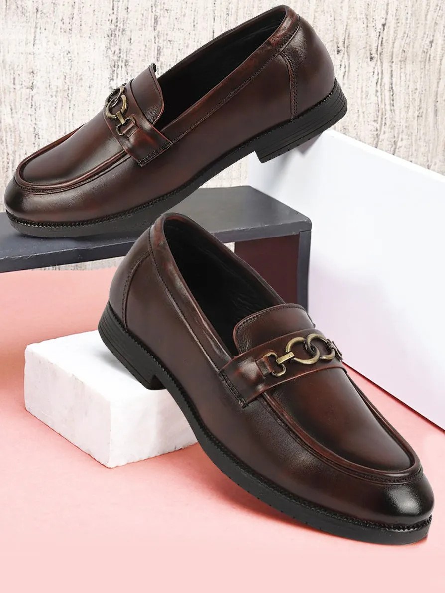 Payless Penny Loafers Men Brown Wedding Party Genuine Leather Buckle Slip On Loafer Shoes