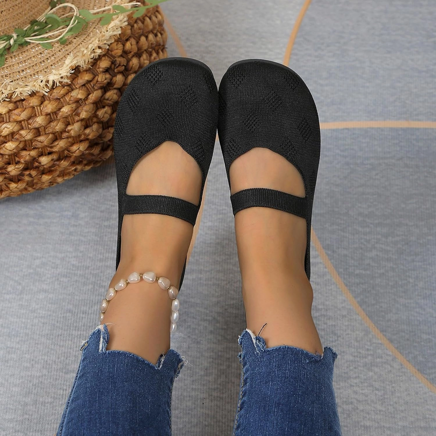 Insoles For Tennis Shoes Women Black Ballet Shoes Mesh Slip on Flat Casual Shoes Dance Comdortable Breathable Lightweight Flat Shoes