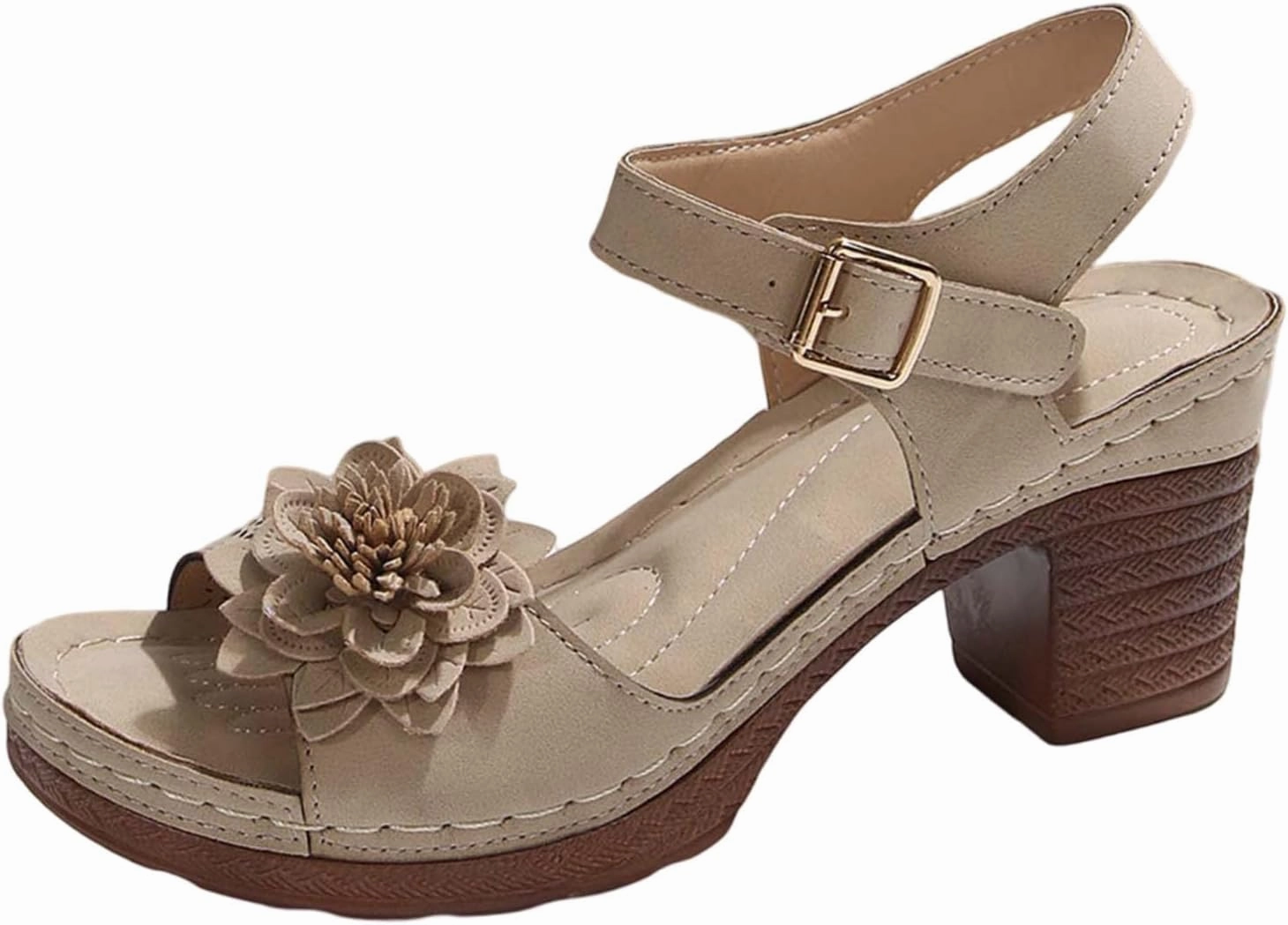 Women Chunky Platform Heels Casual Adjustable Ankle Strap Open Toe Heel Strappy Sandals Party Dressy Shoes Sandals Sole Flip Flops