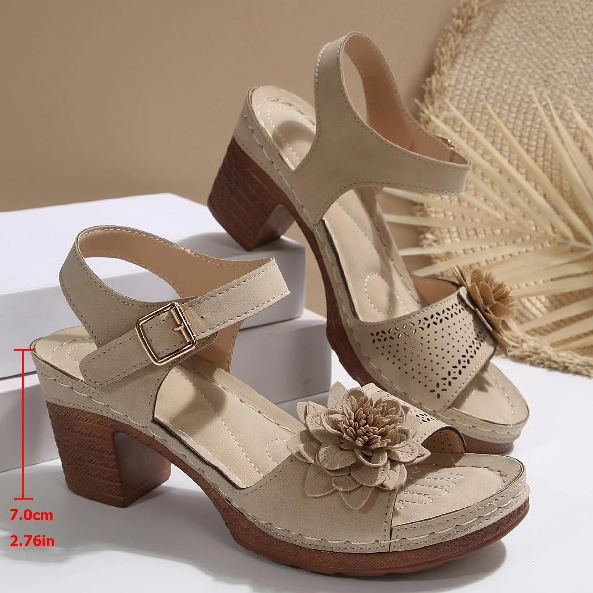 Women Chunky Platform Heels Casual Adjustable Ankle Strap Open Toe Heel Strappy Sandals Party Dressy Shoes Sandals Flip Flops Outfit