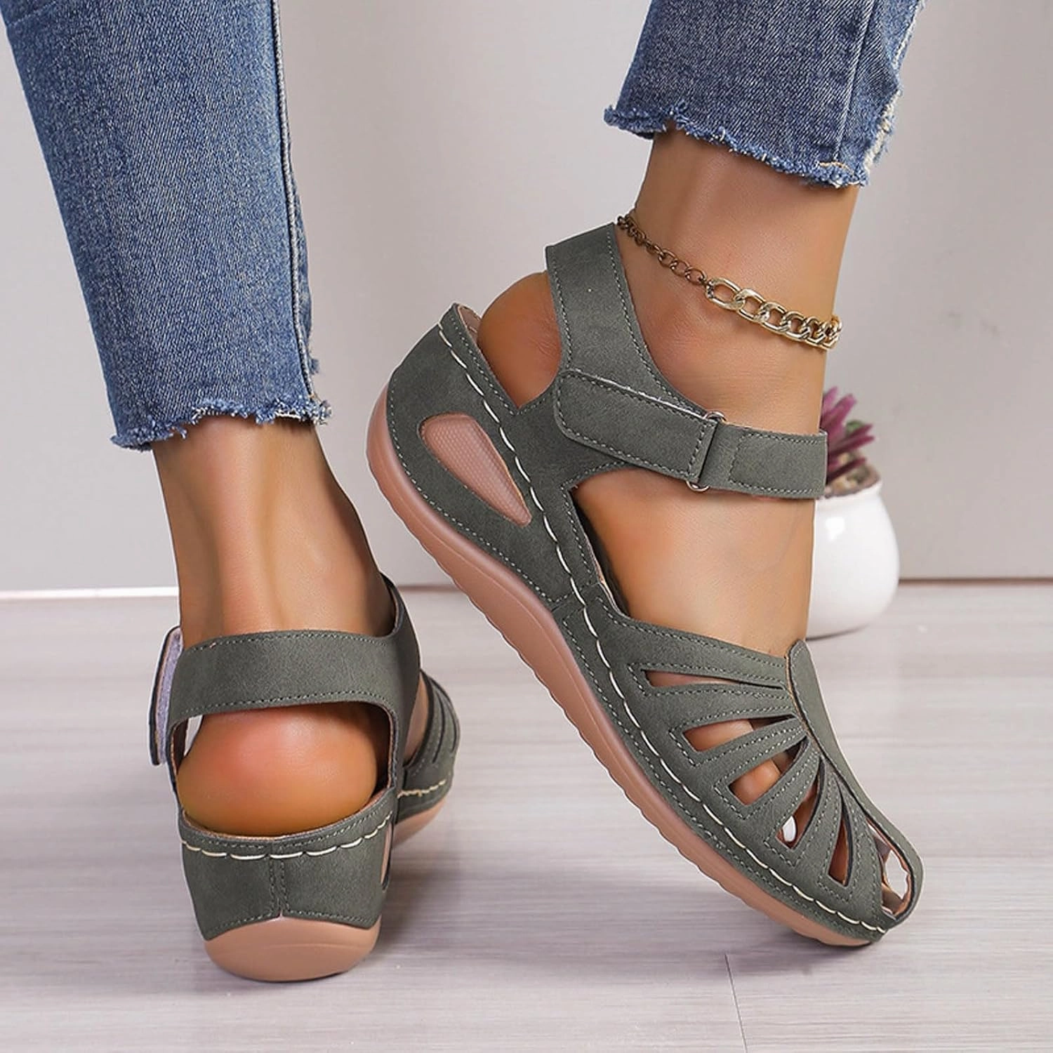 Women Close Toe Walking Sandals Dress Summer Wedges Heels for Women Ankle Strap Orthopedic Sandals Hollow Beach Shoes Archies Arch Support Flip Flops Reviews
