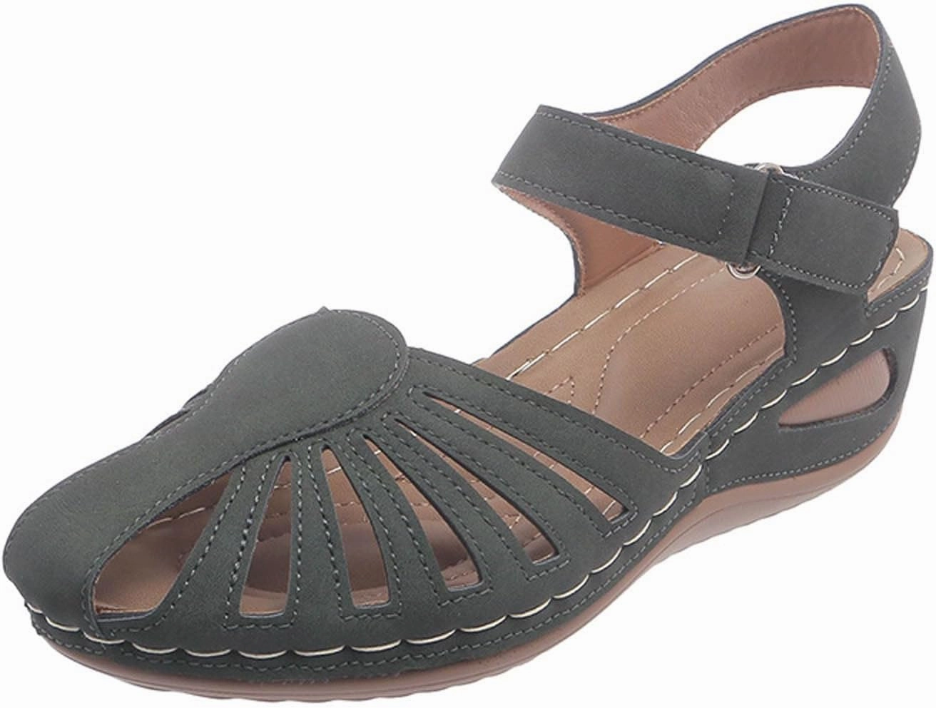 Women Close Toe Walking Sandals Dress Summer Wedges Heels for Women Ankle Strap Orthopedic Sandals Hollow Beach Shoes The Men's Base Camp Flip Flops Ii