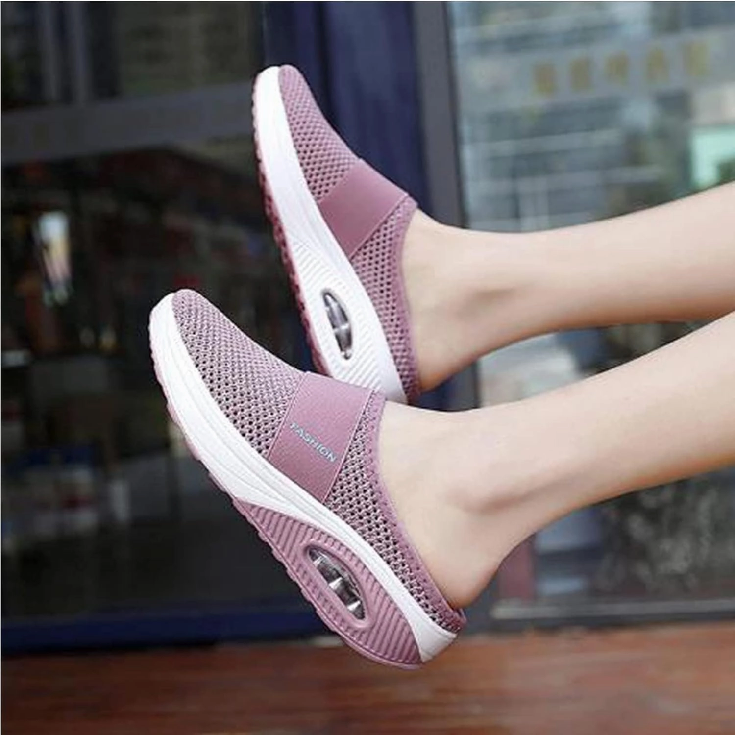 Sketchers Slip On Tennis Shoes Women's Air Cushioned Arch Support Walking Shoes Mesh Orthopedic Diabetic Slippers Summer Slip-On Mule Sneakers Breathable Slippers Closed Toe Slides Outdoor Going Out Lounge