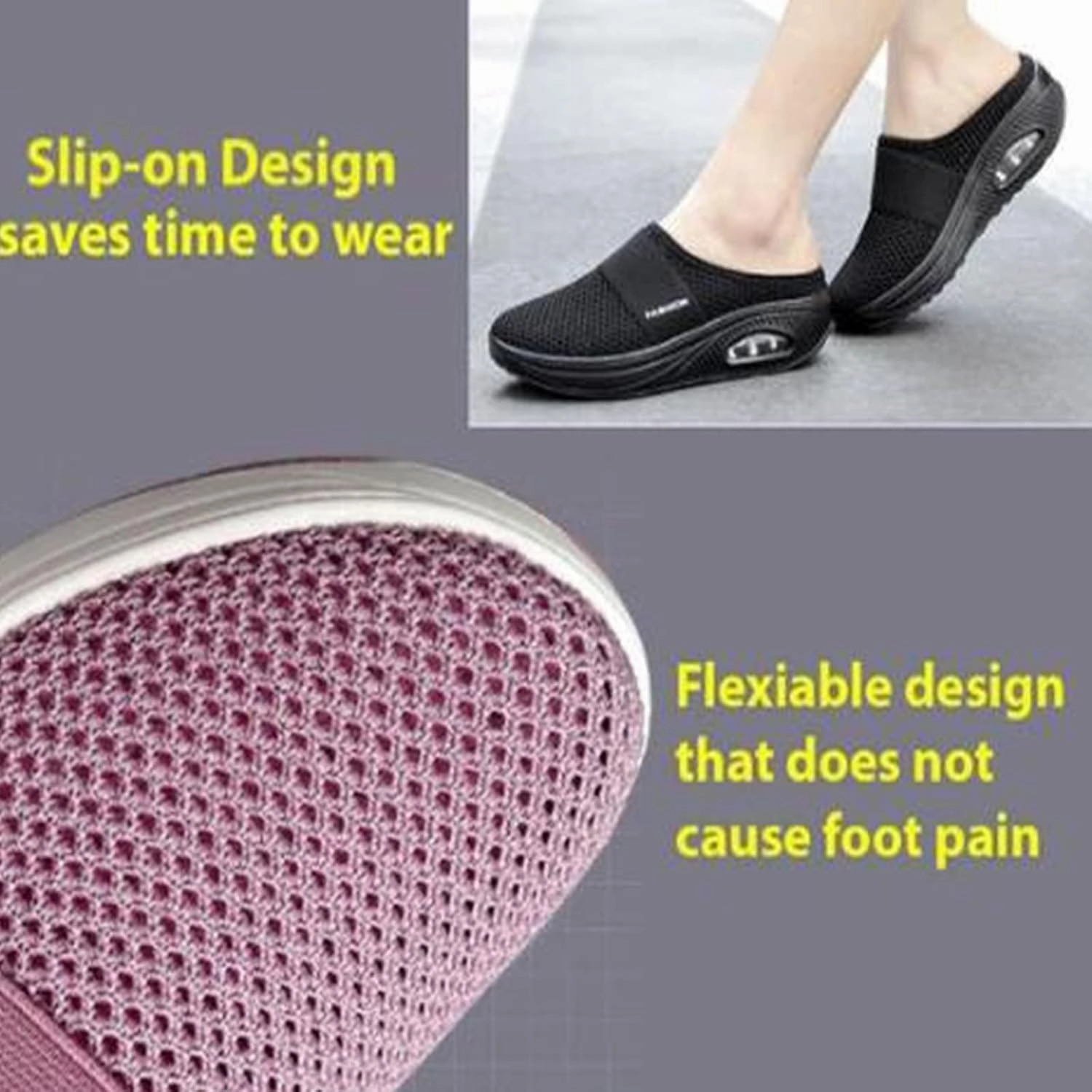 Zero Drop Tennis Shoes Women's Air Cushioned Arch Support Walking Shoes Mesh Orthopedic Diabetic Slippers Summer Slip-On Mule Sneakers Breathable Slippers Closed Toe Slides Outdoor Going Out Lounge