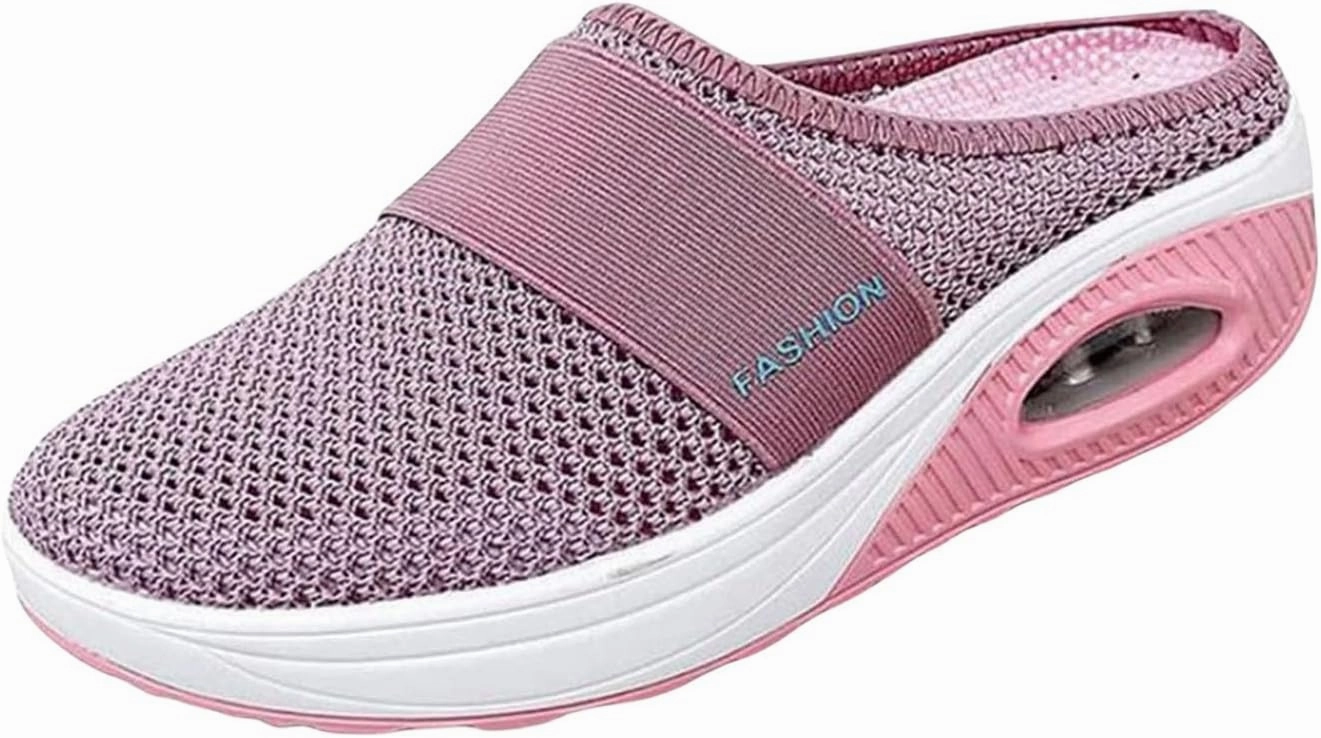 Women's Air Cushioned Arch Support Walking Shoes Mesh Orthopedic Diabetic Slippers Summer Slip-On Mule Sneakers Breathable Slippers Closed Toe Slides Outdoor Going Out Lounge Tennis Shoes Expensive