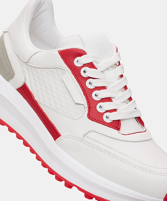 Best Leather Golf Shoes Women's Alana - White/Light Grey/Red