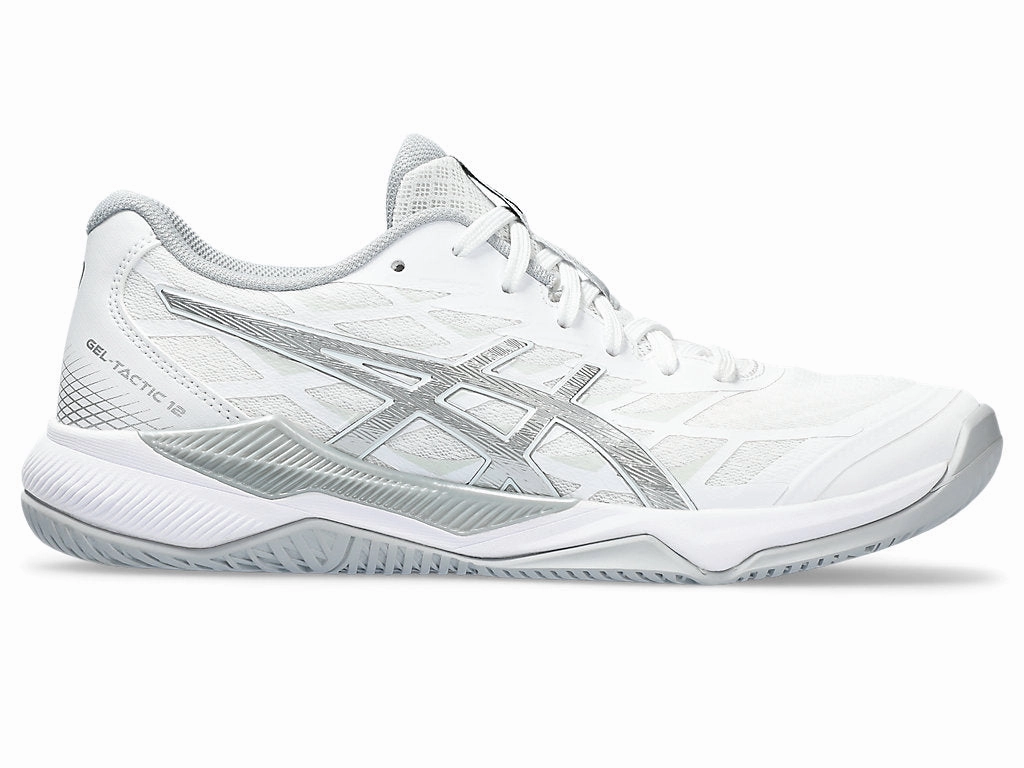 Women's Asics Gel-Tactic 12, White/Pure Silver, 9.5 B Medium Asics Shoes In Uk