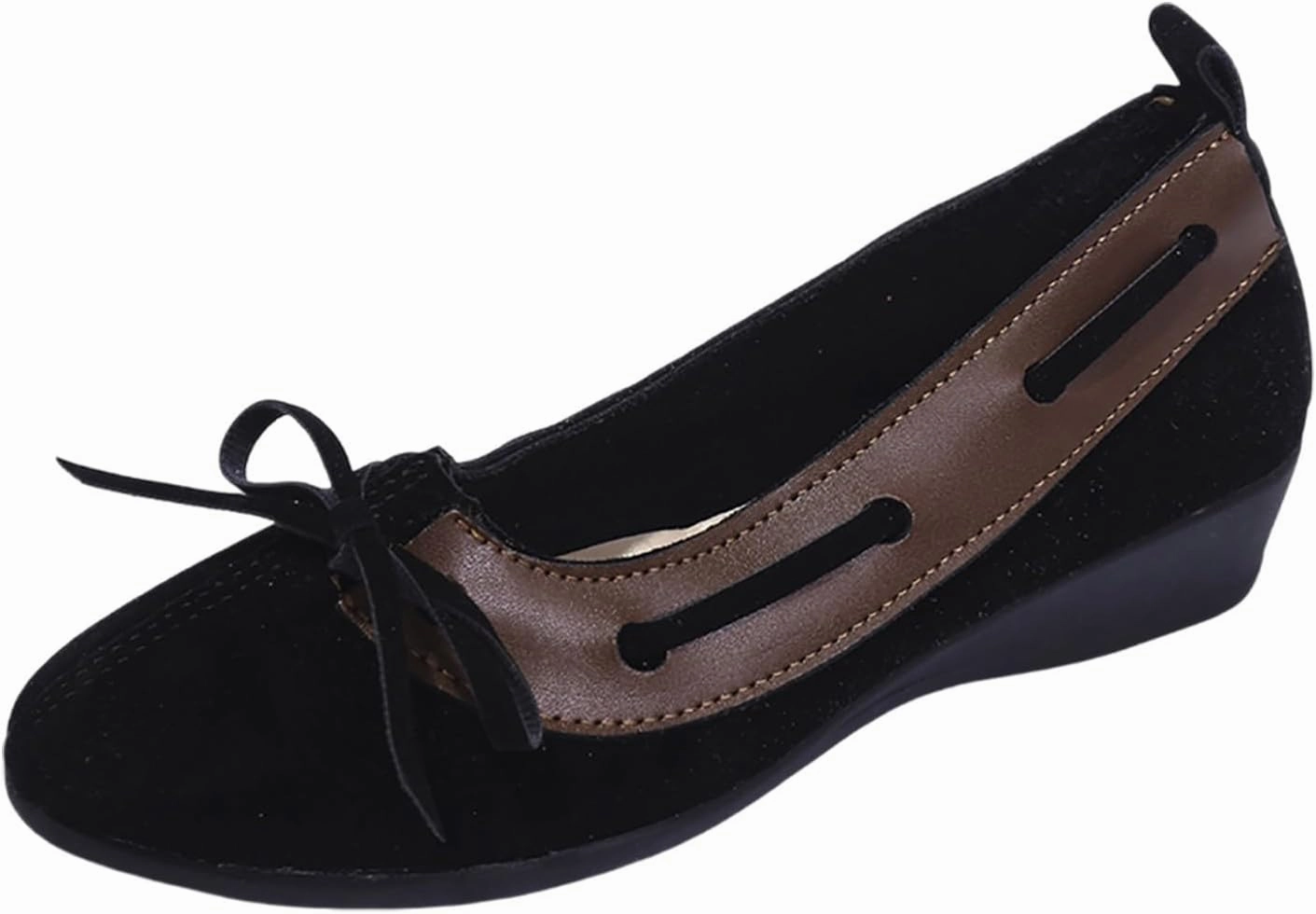 Water Proof Tennis Shoes Women's Casual Wedge Heel Shoes Closed Toe Leather Upper Color Block Design Comfortable Everyday Wear Versatile