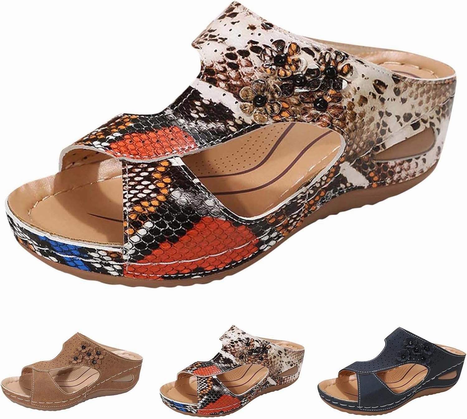 Women's Comfortable Flip Flops Arch Support Summer Wedge Sandals Breathable Open Toe Beach Slippers Non Slip Oncai Flip Flops