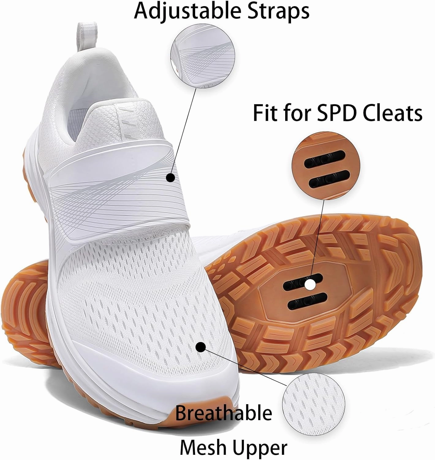 Women's Cycling Shoes for Indoor Cycling, Breathable Mesh Upper Indoor Bike Shoes with SPD Cleats - Lightweight Secure Fit for Spin Classes Beginner Climbing Shoes