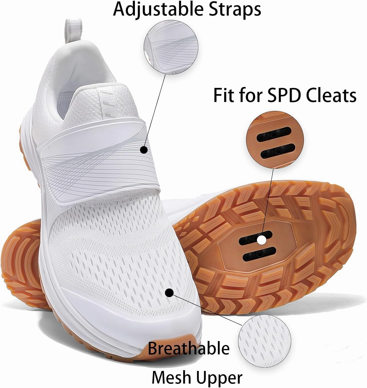 Walkable Cycling Shoes Women's Cycling Shoes for Indoor Cycling, Breathable Mesh Upper Indoor Bike Shoes with SPD Cleats - Lightweight Secure Fit for Spin Classes