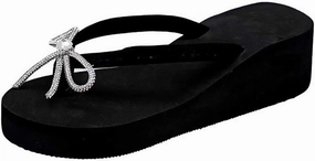 Best Flip Flops From Hawaii Women's Flip-flops Bow Clip Toe Thick Soled Wedge Heels Sandal Fashion Orthopedic Sandals Summer Casual Beach Shoes